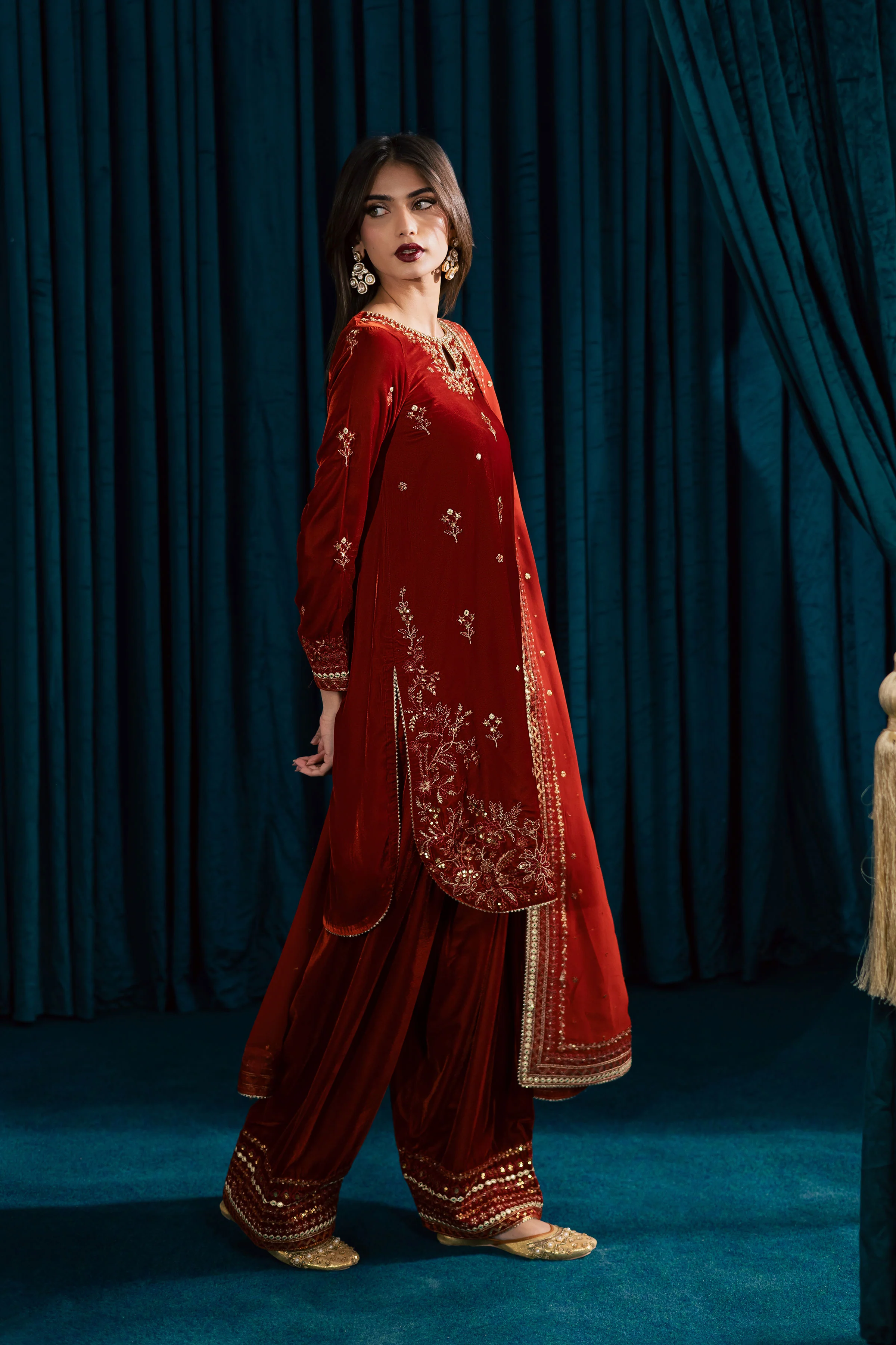 Naranji 3Pc - Velvet Formal Dress - Image 9