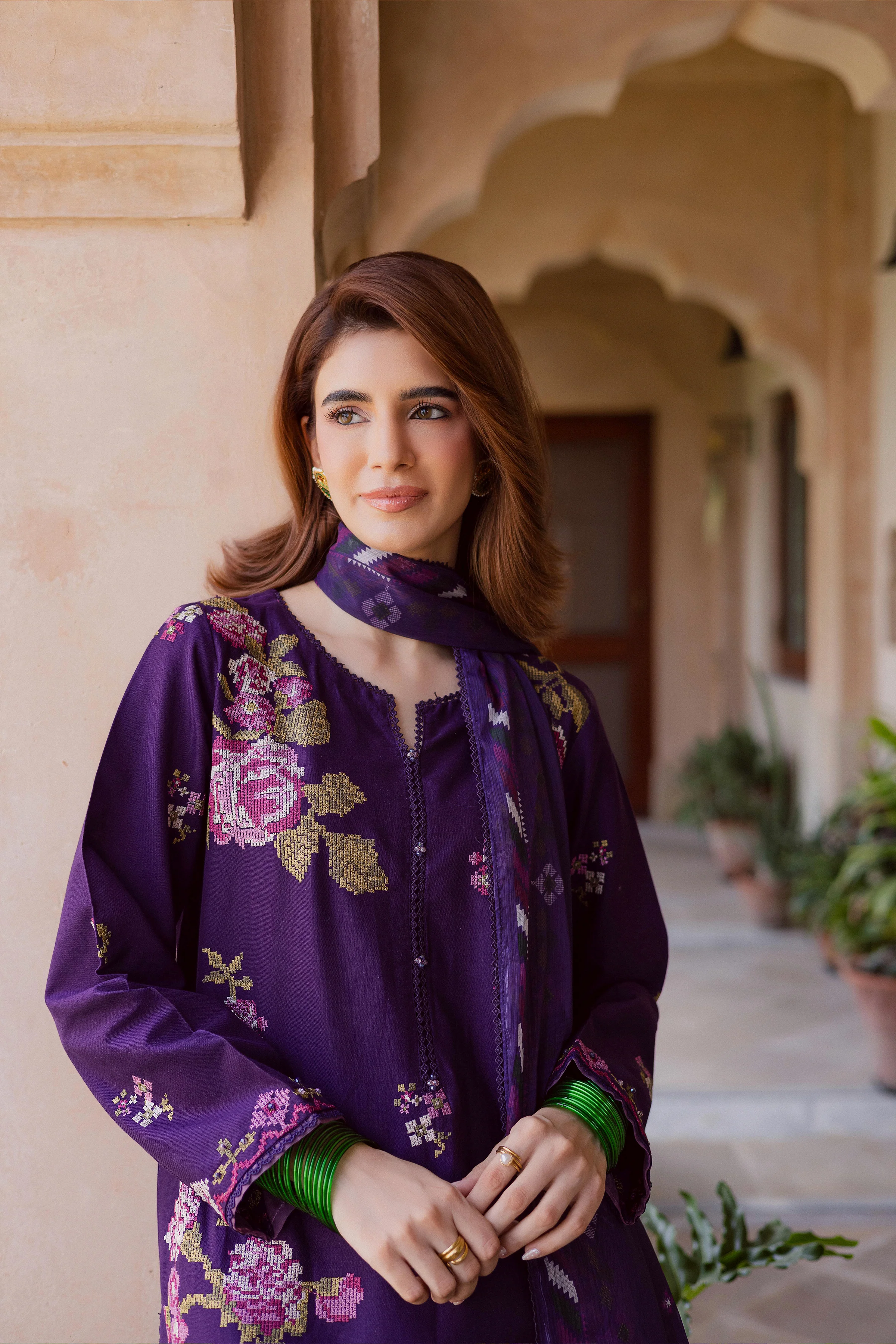 Nate Stitch 3Pc - Embroidered Khaddar Dress - Image 5