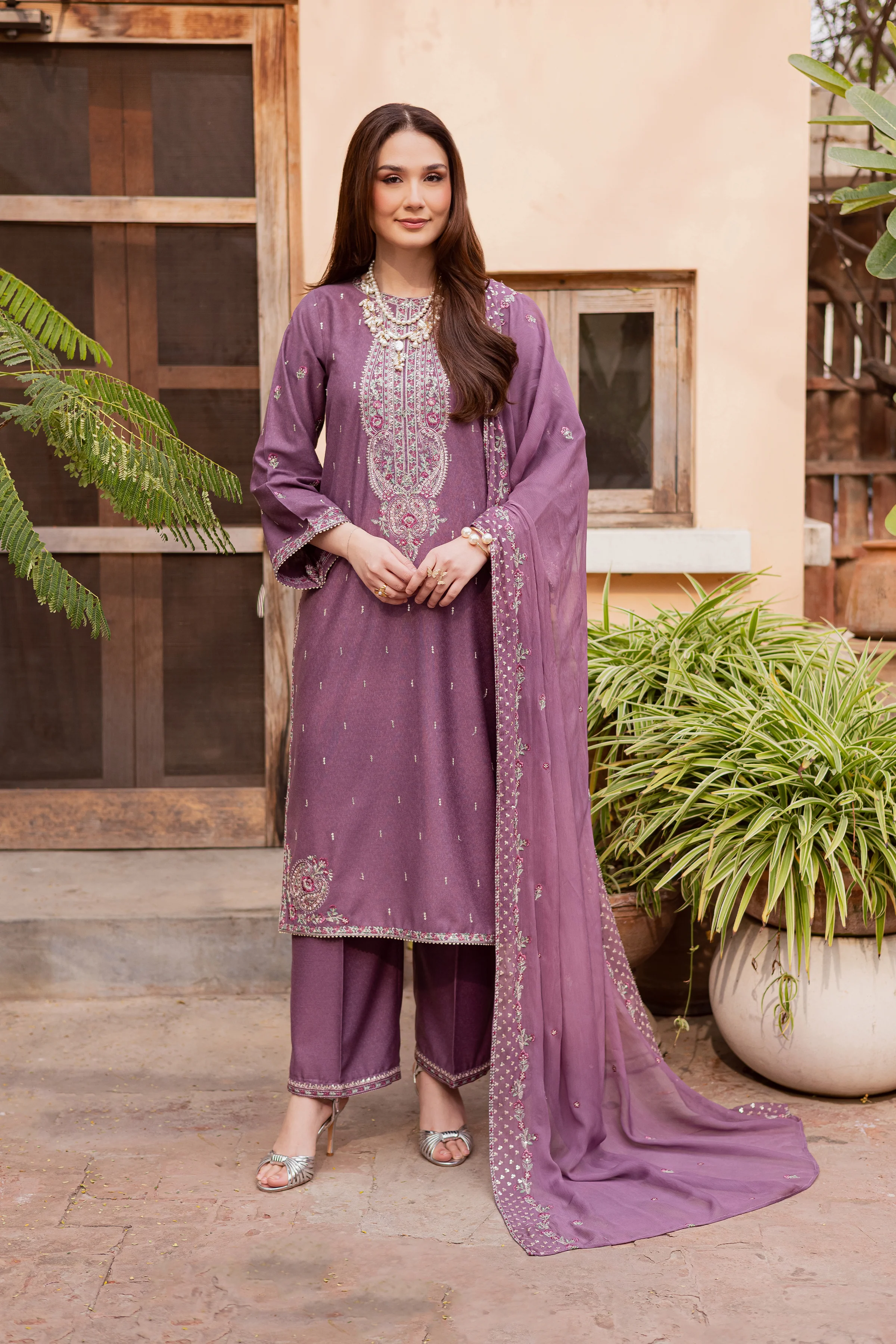 Neha 3Pc - Embroidered Festive Pret - Image 3