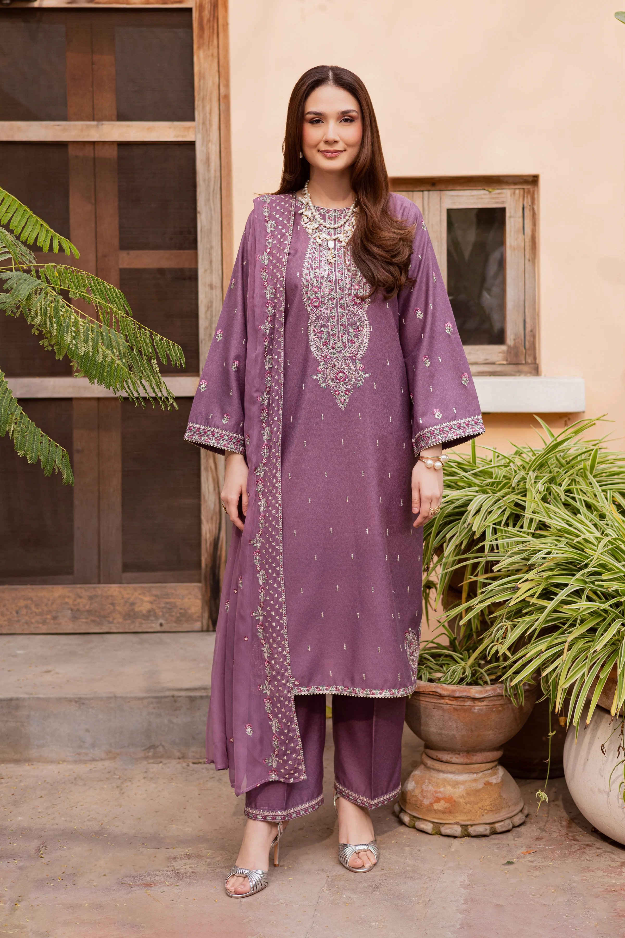 Neha 3Pc - Embroidered Festive Pret - Image 5