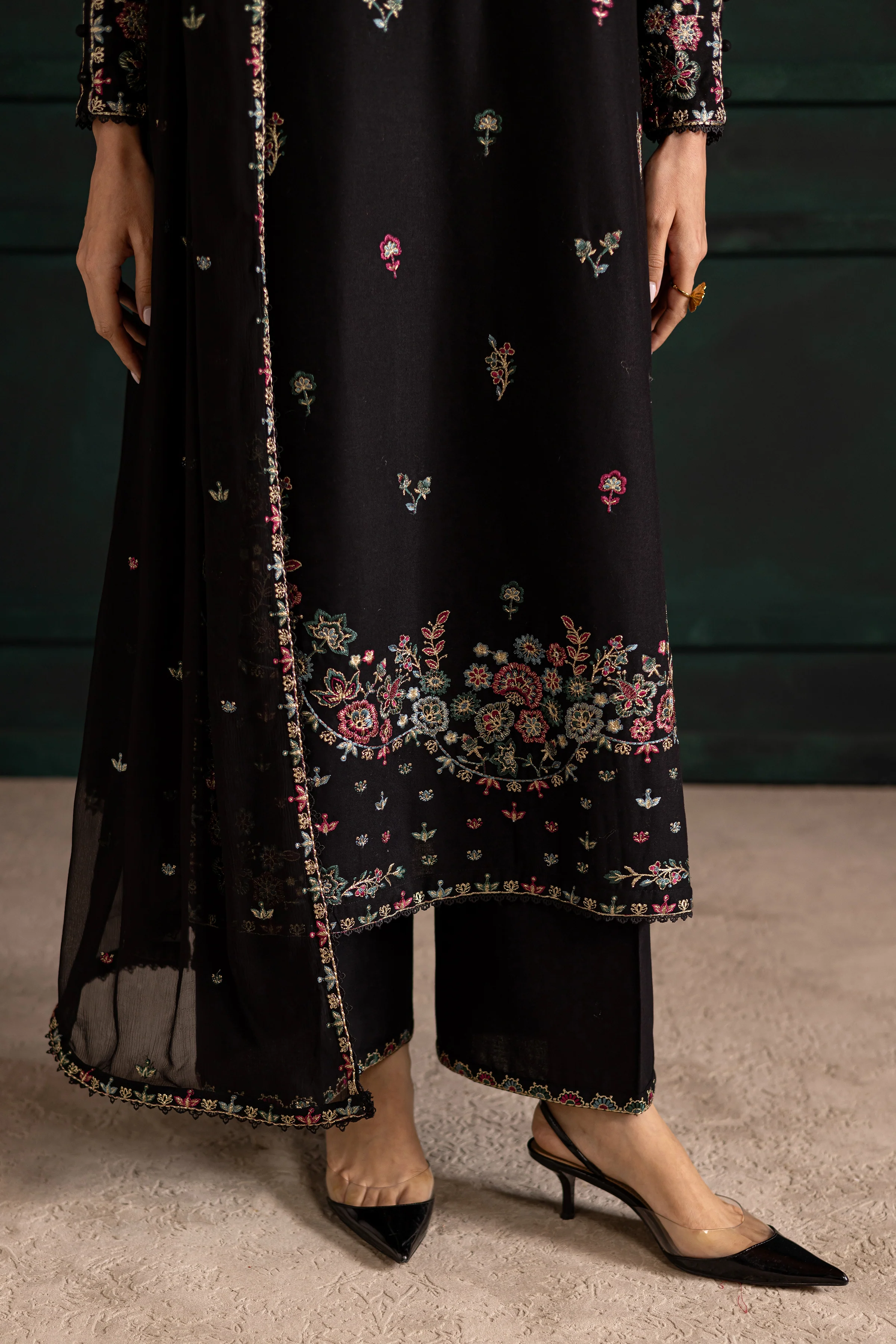 Night flower 3Pc - Embroidered Khaddar Dress - Image 7