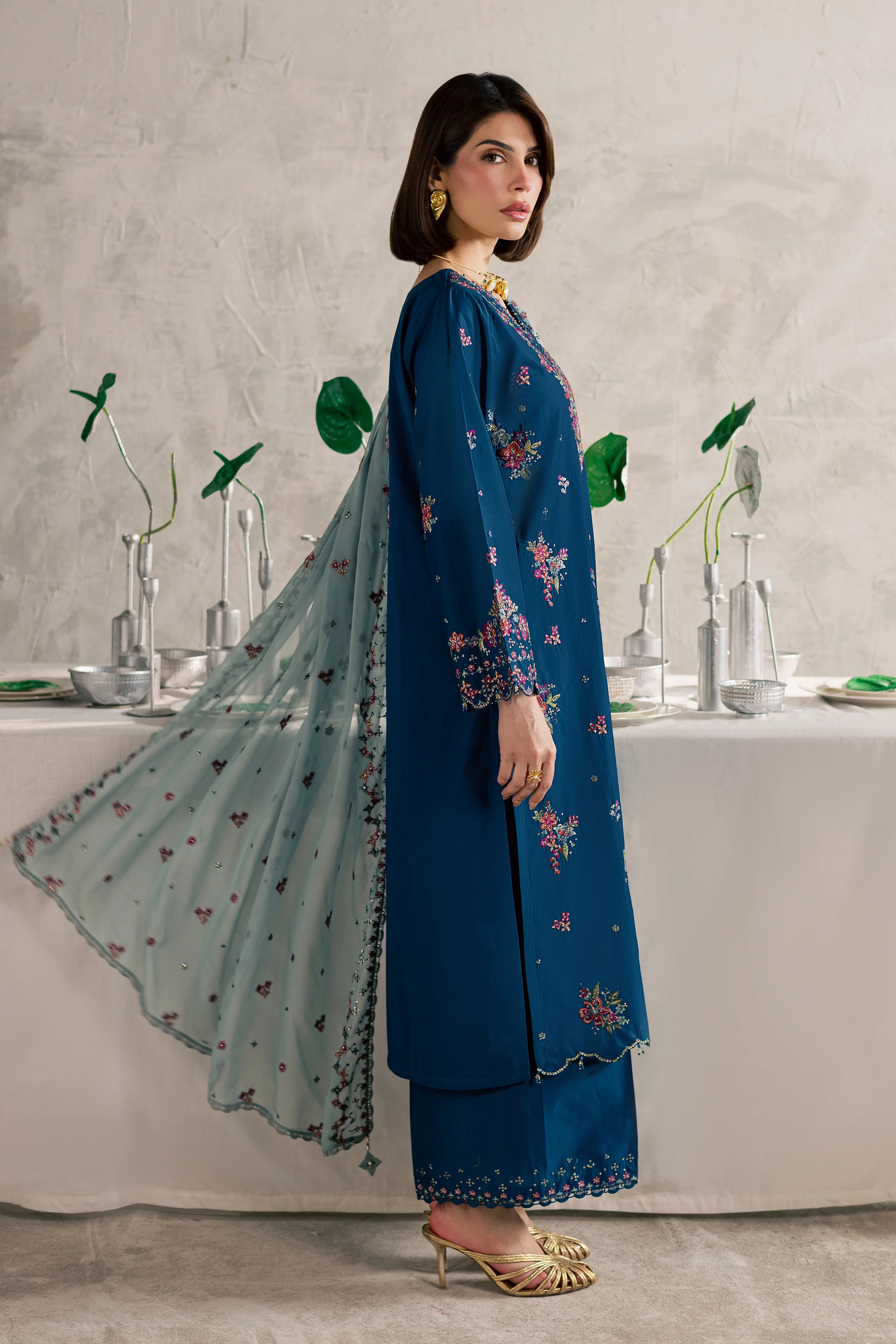 Nira 3Pc - Festive Embroidered Lawn - Image 3