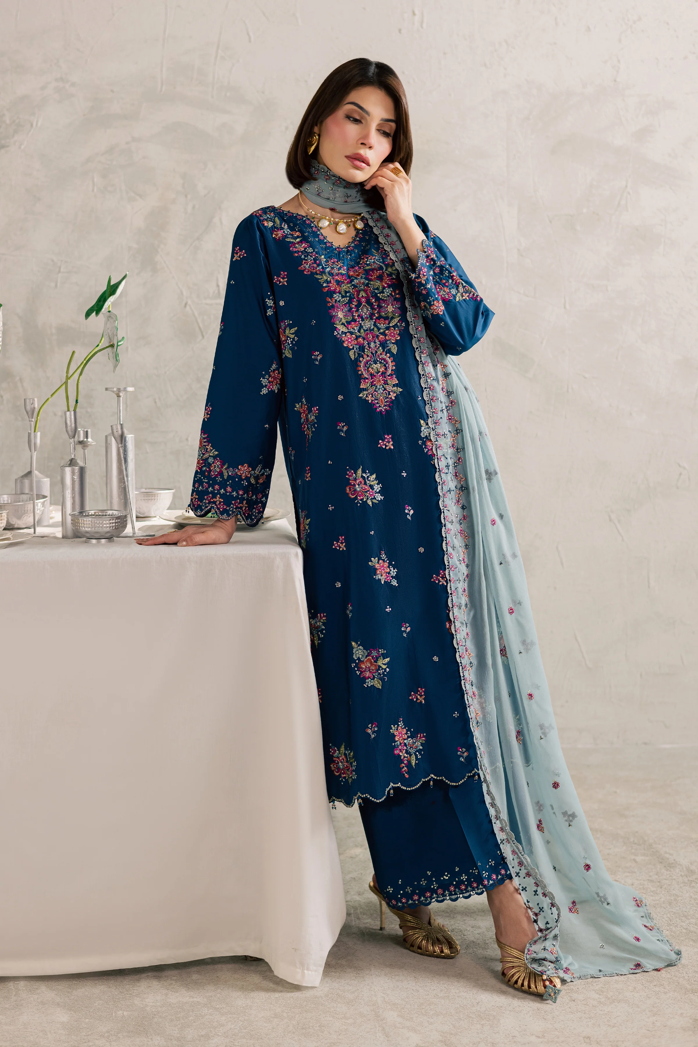 Nira 3Pc - Festive Embroidered Lawn - Image 7