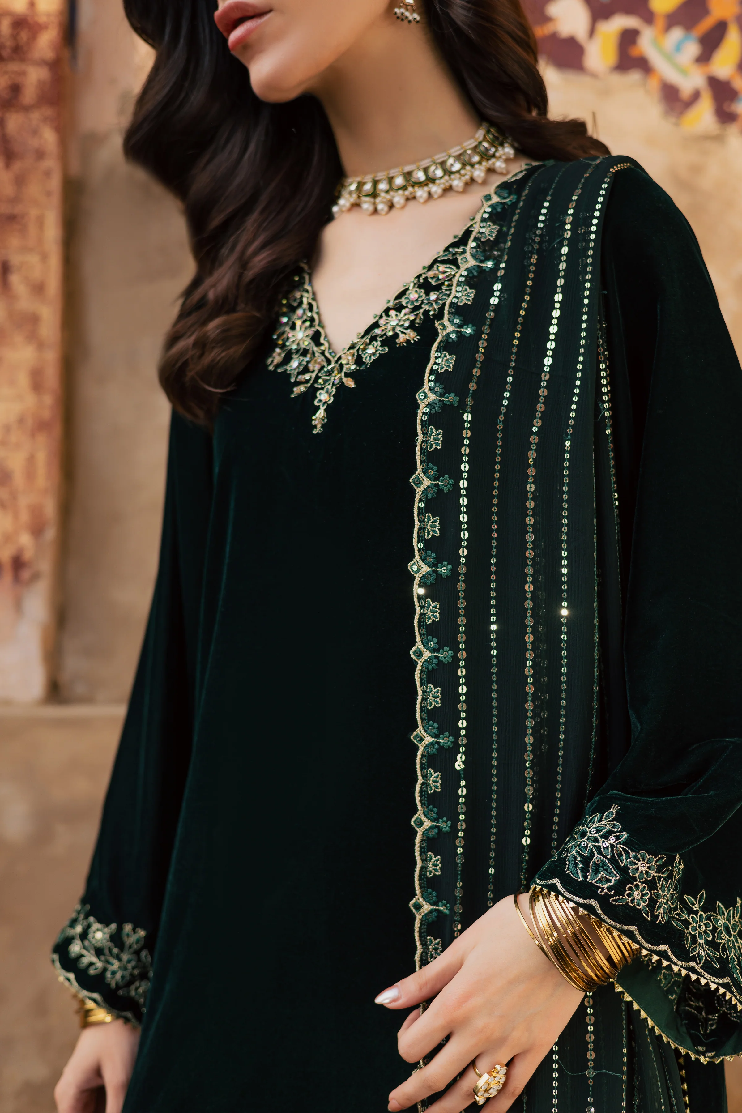 Noble Green 3Pc - Festive Velvet Pret - Image 5