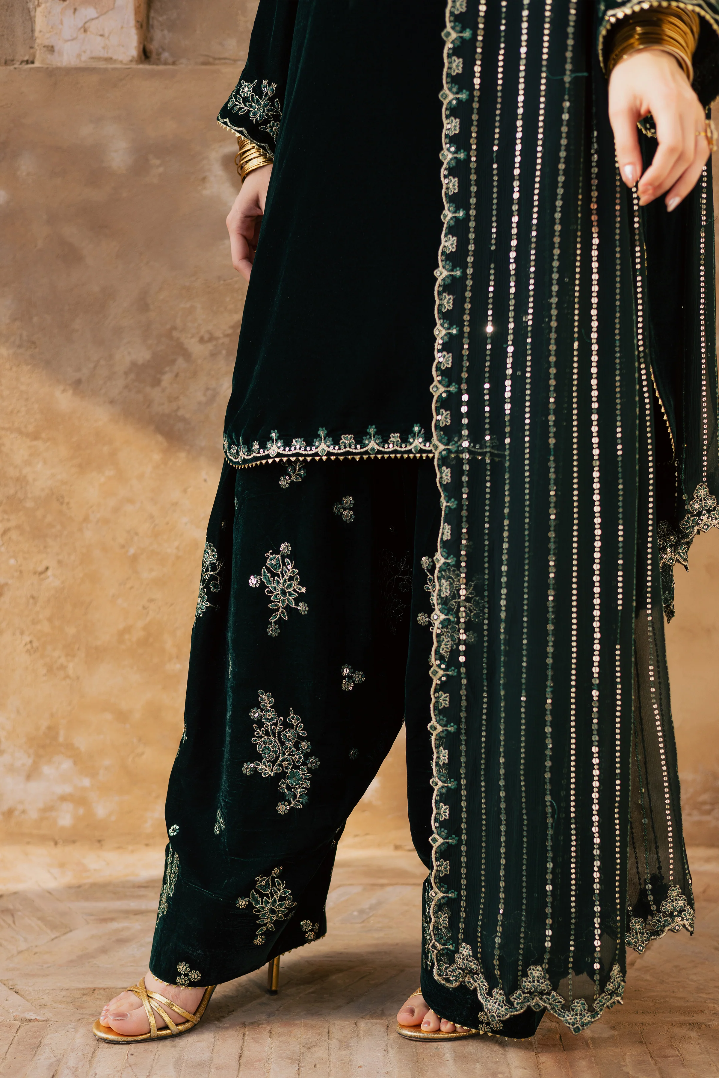 Noble Green 3Pc - Festive Velvet Pret - Image 6