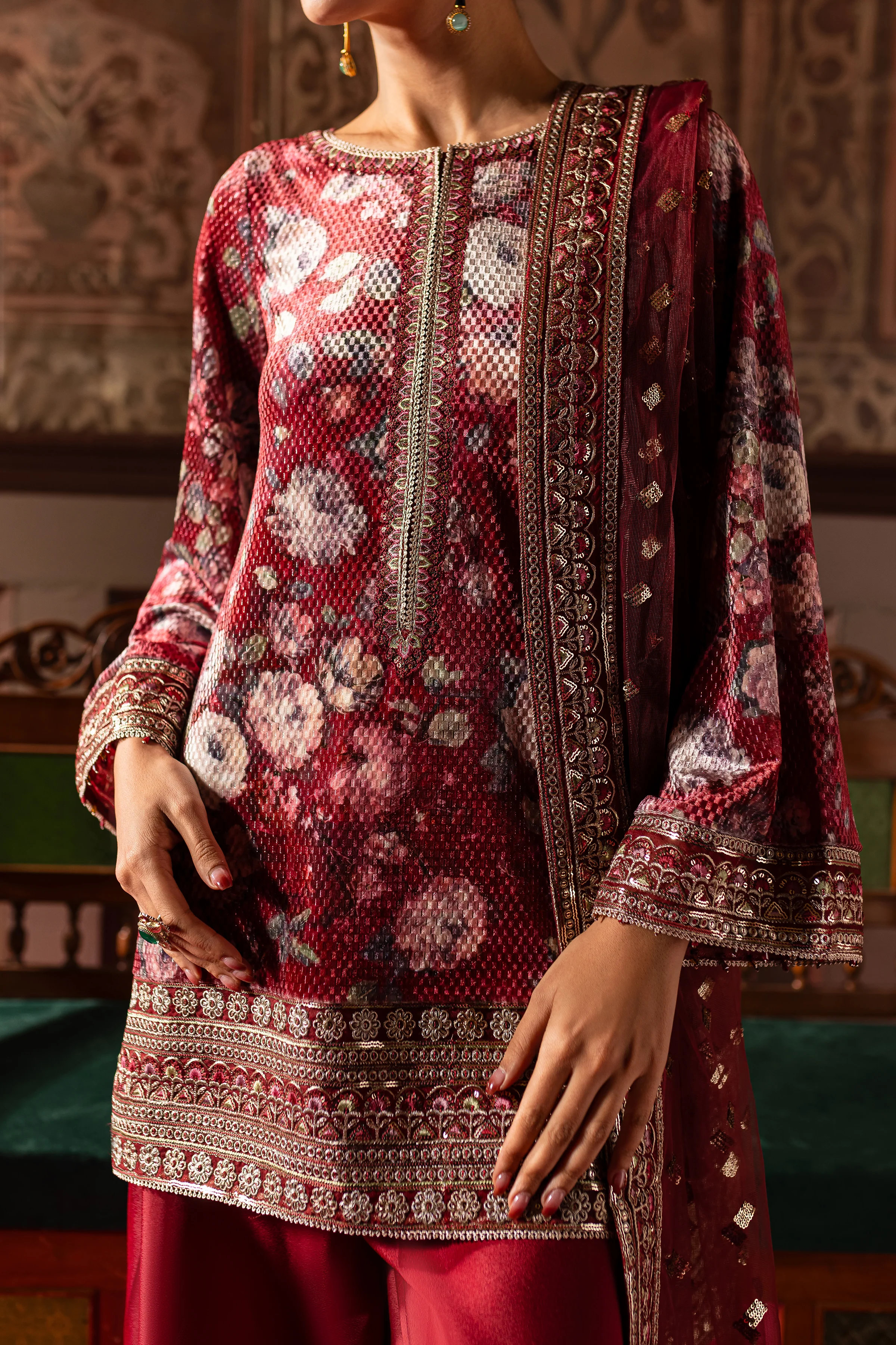 Noor Bano 3Pc - Embroidered Luxe Pret - Image 9