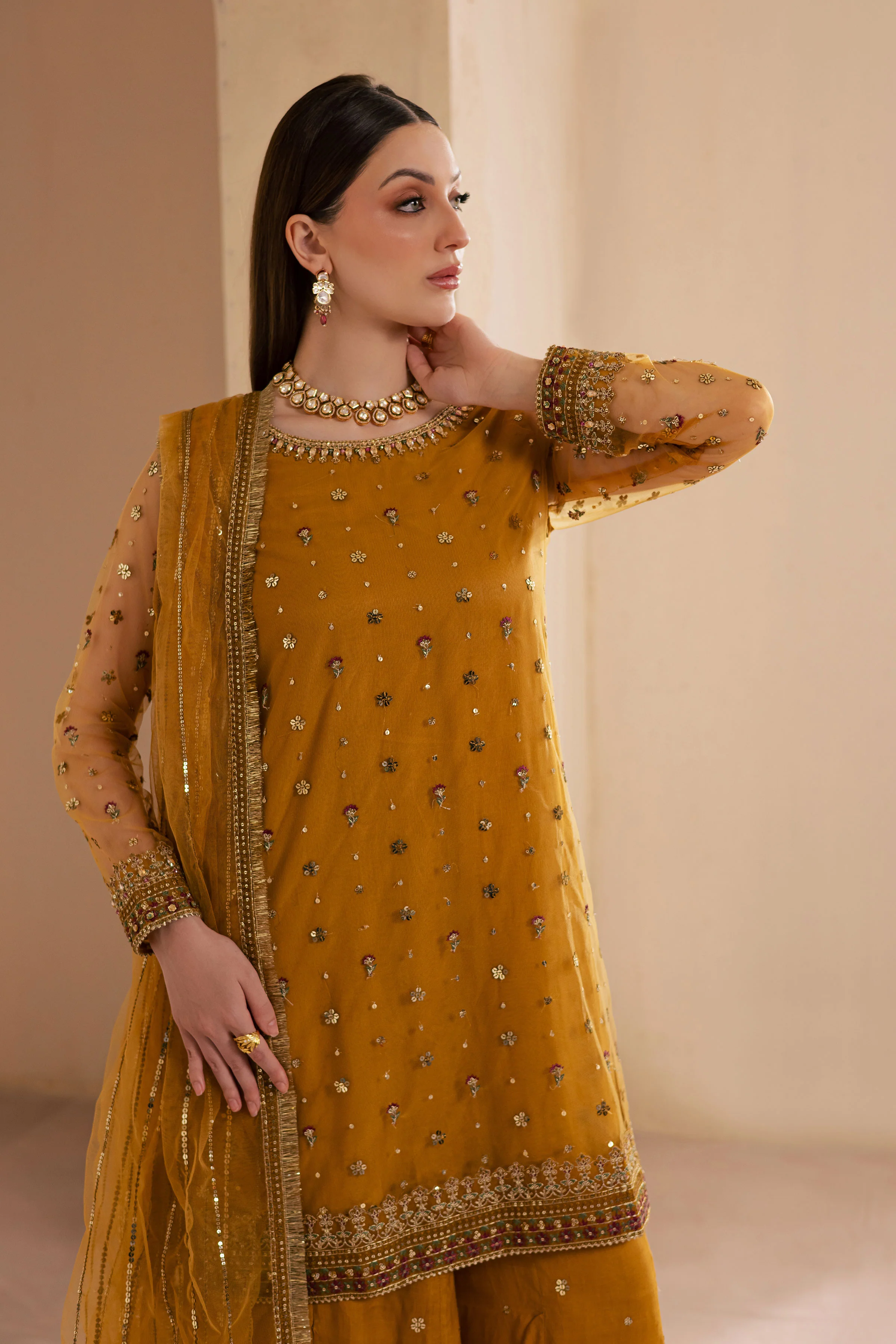 Noura 3Pc - Embroidered Luxe Pret - Image 5