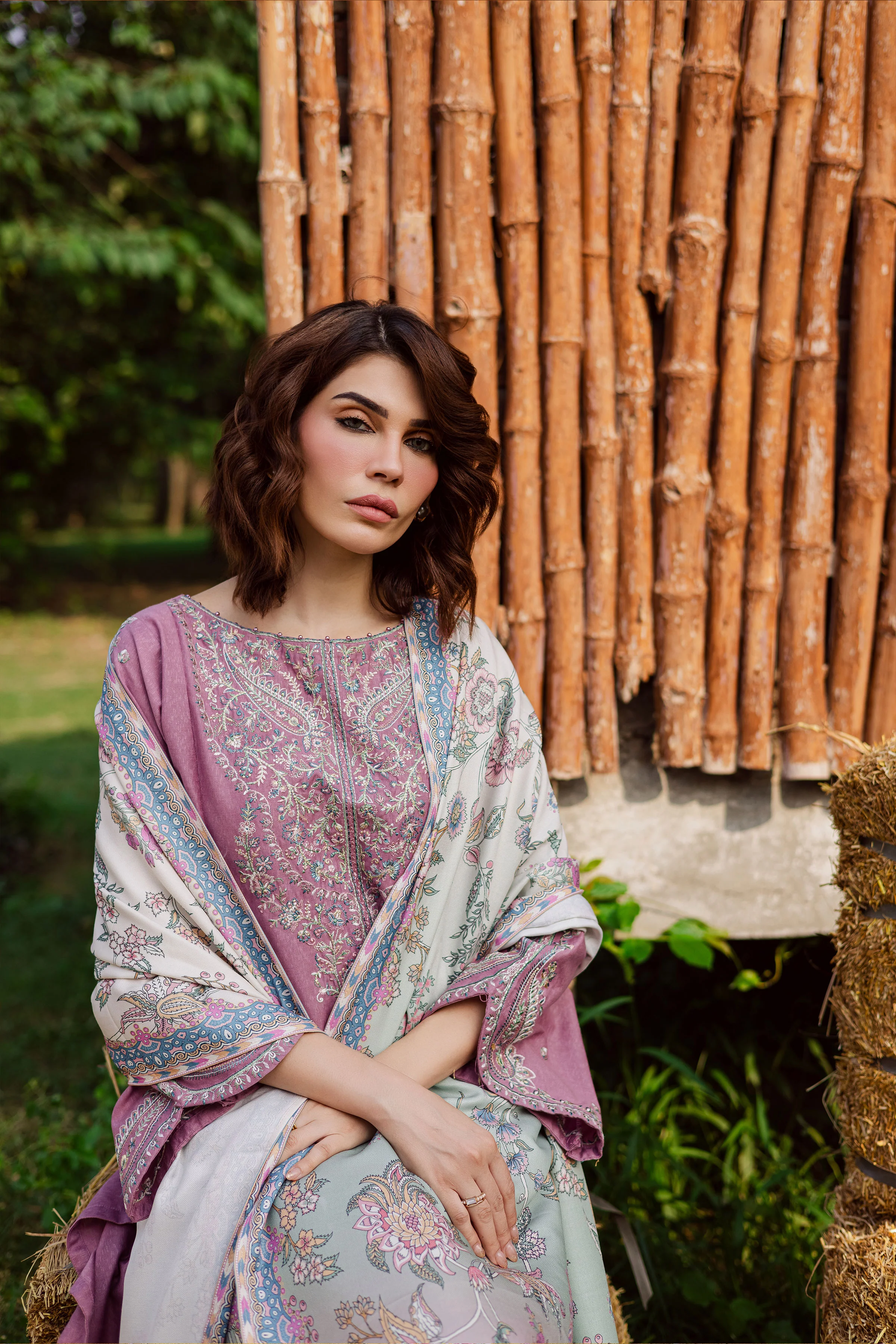 Nozomi 3Pc - Embroidered Karandi Dress - Image 2