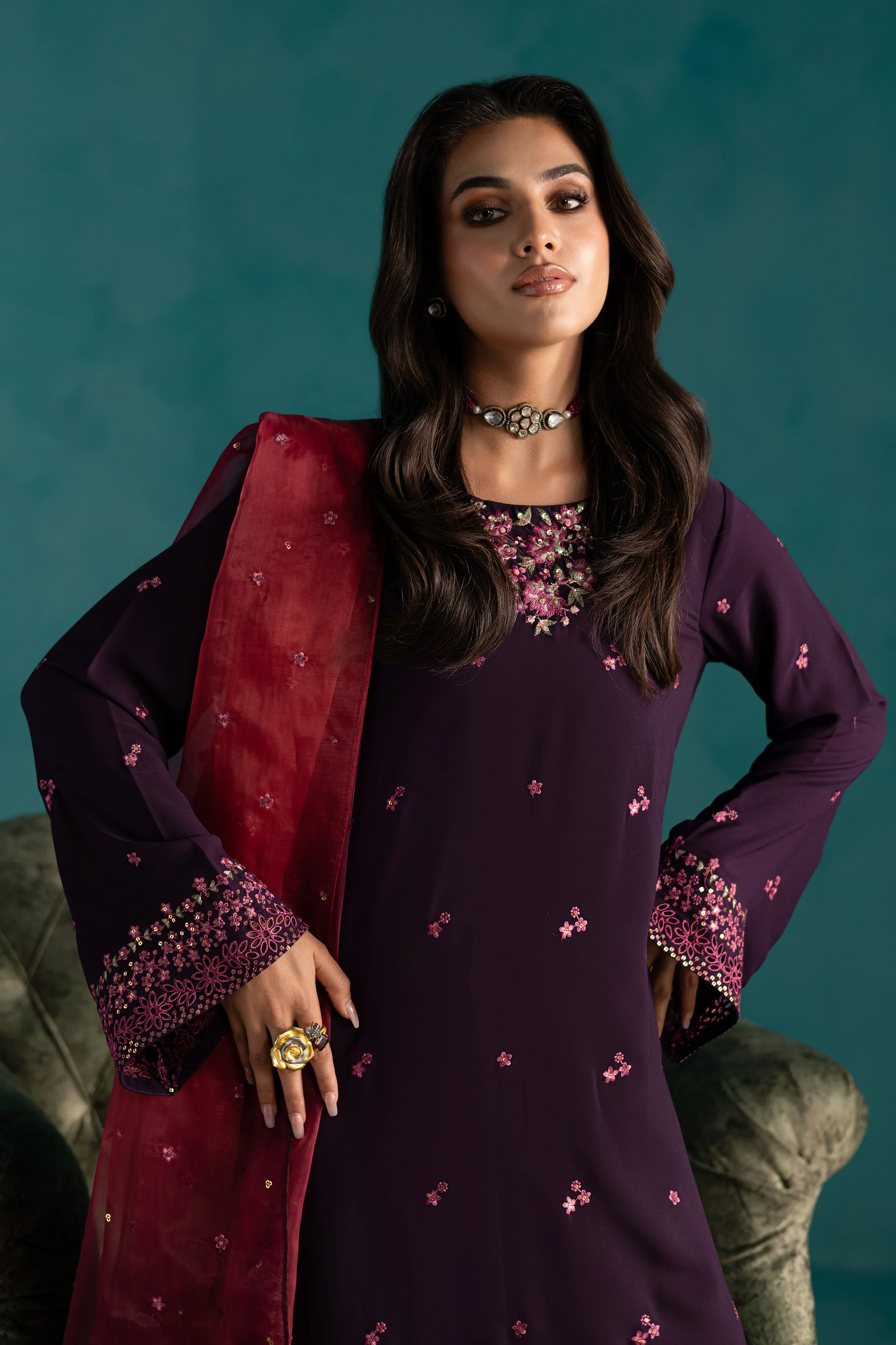 Nur 3Pc - Georgette Luxe Pret - Image 2