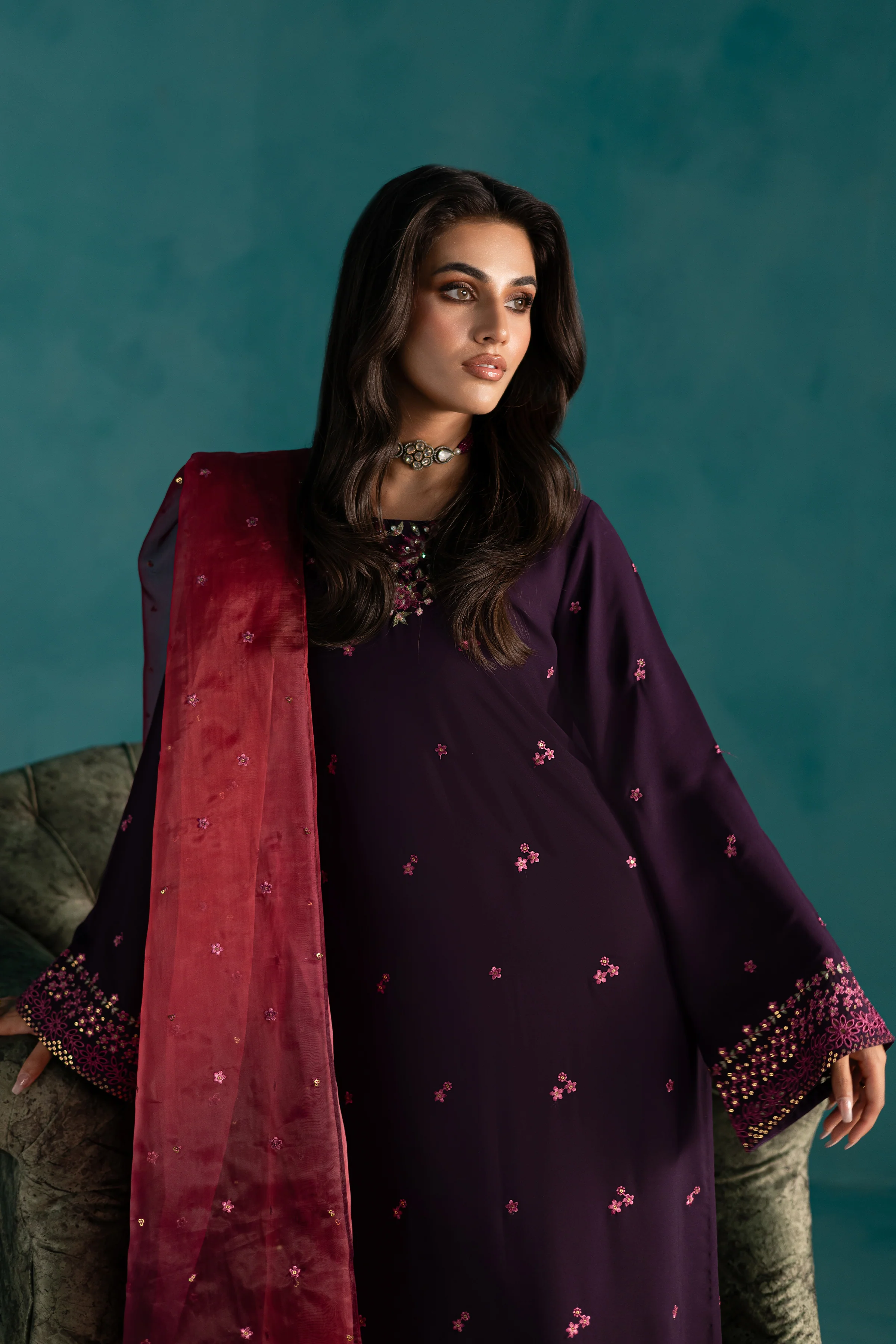 Nur 3Pc - Georgette Luxe Pret - Image 3