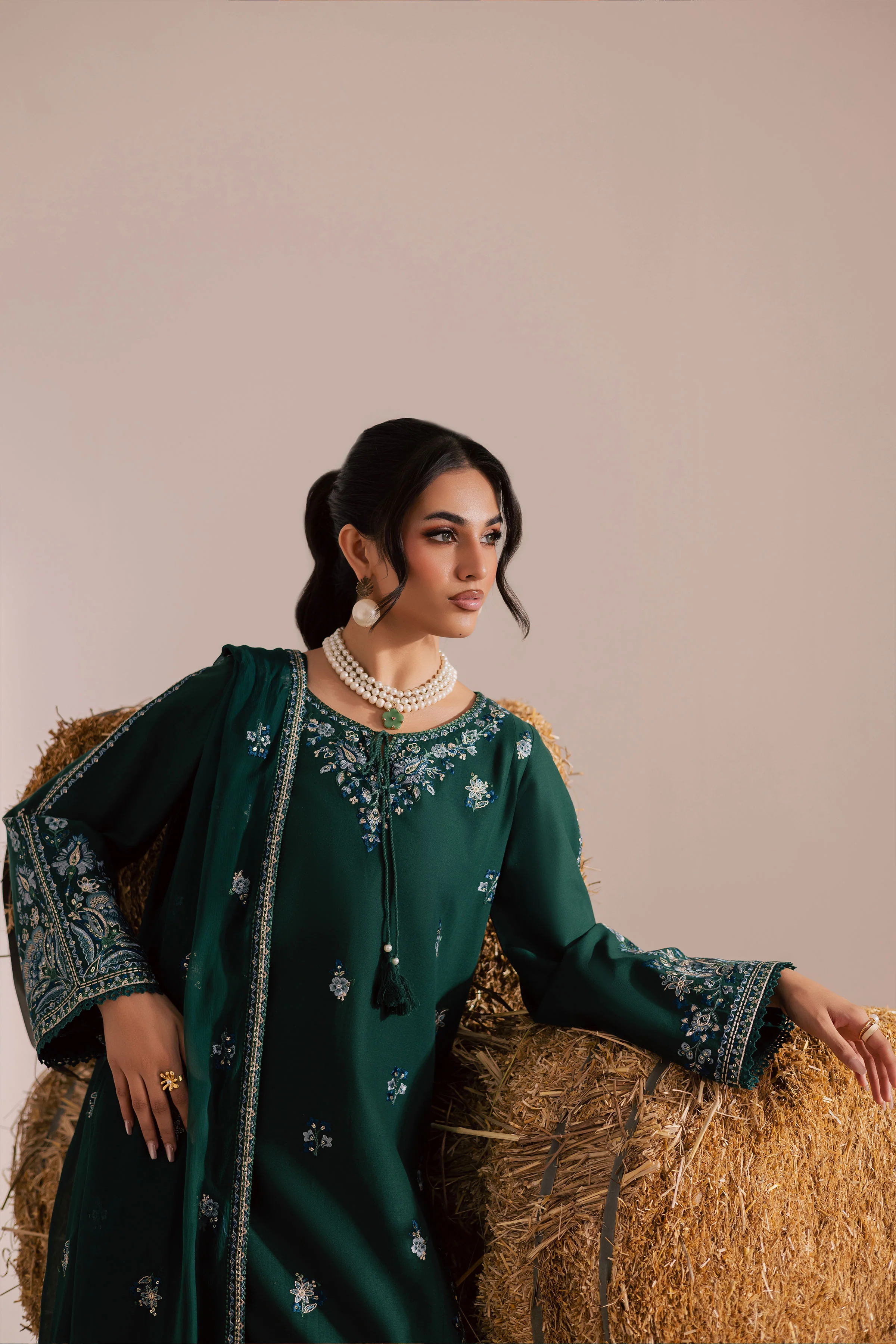 Nuriya 3Pc - Embroidered Khaddar Dress - Image 5