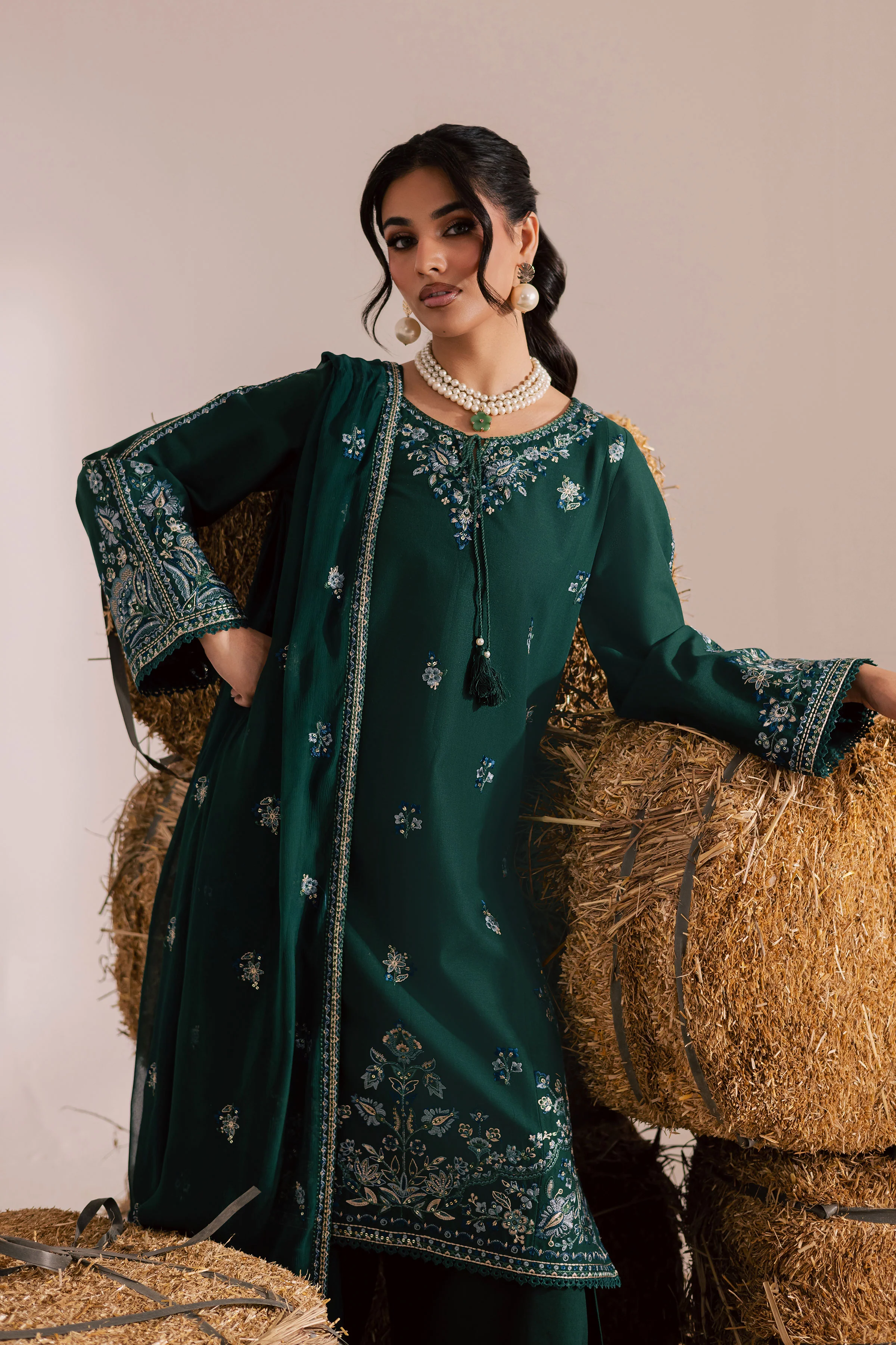 Nuriya 3Pc - Embroidered Khaddar Dress - Image 6