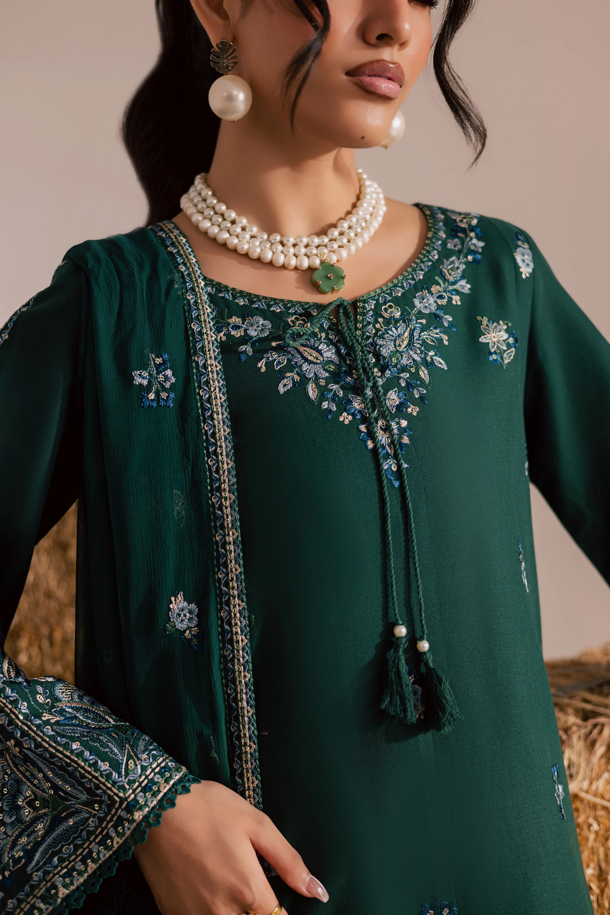 Nuriya 3Pc - Embroidered Khaddar Dress - Image 7
