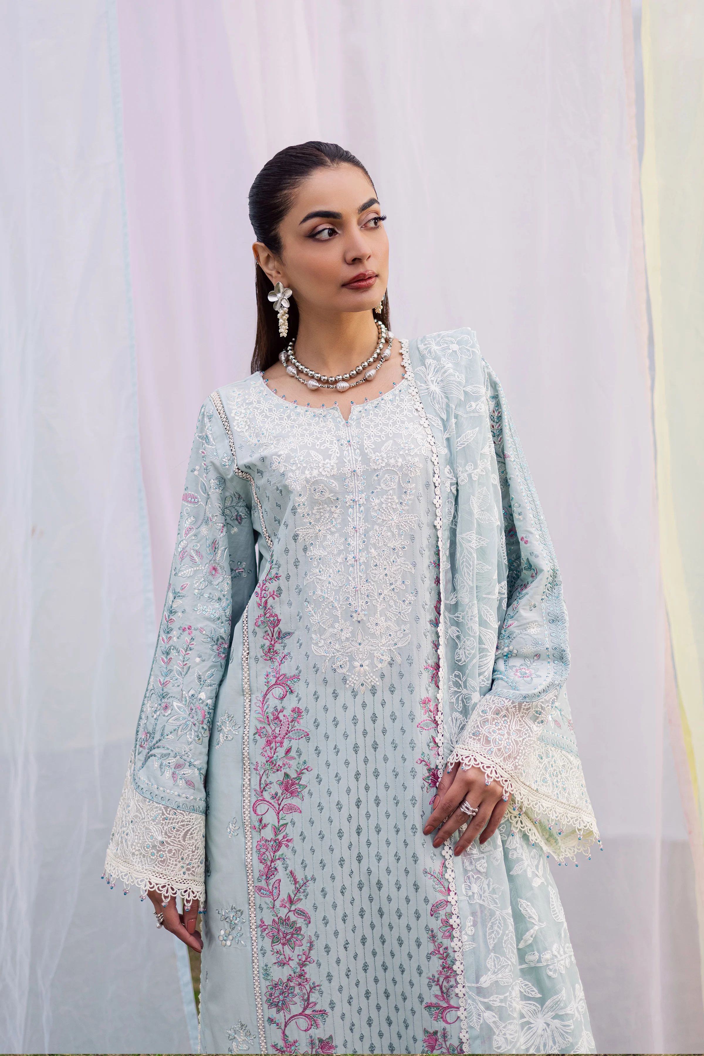 Ocean Swan 3Pc - Festive Embroidered Lawn - Image 3