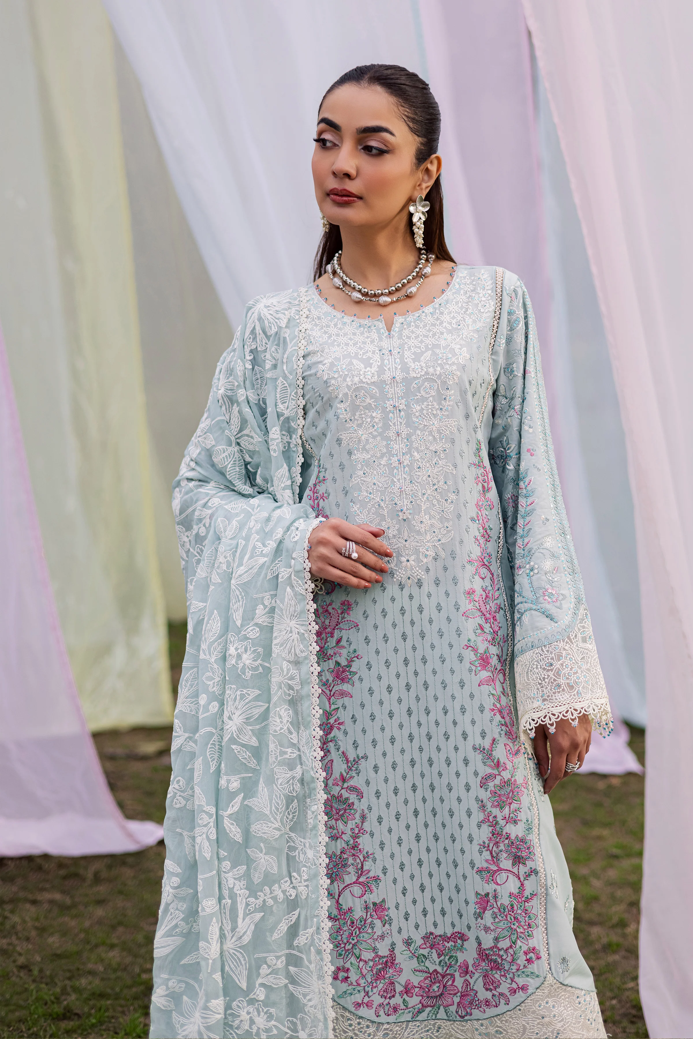 Ocean Swan 3Pc - Festive Embroidered Lawn - Image 4