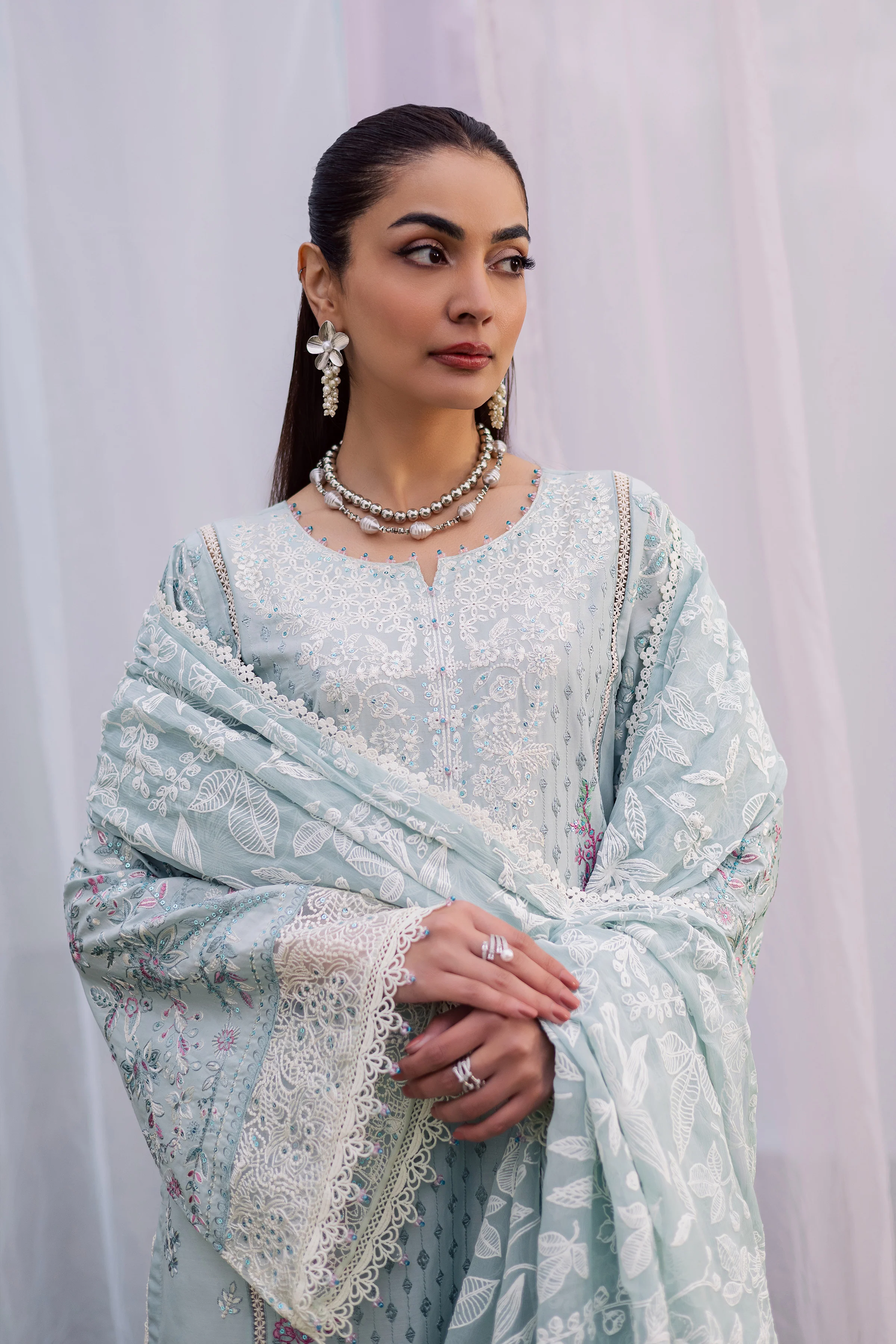 Ocean Swan 3Pc - Festive Embroidered Lawn - Image 5