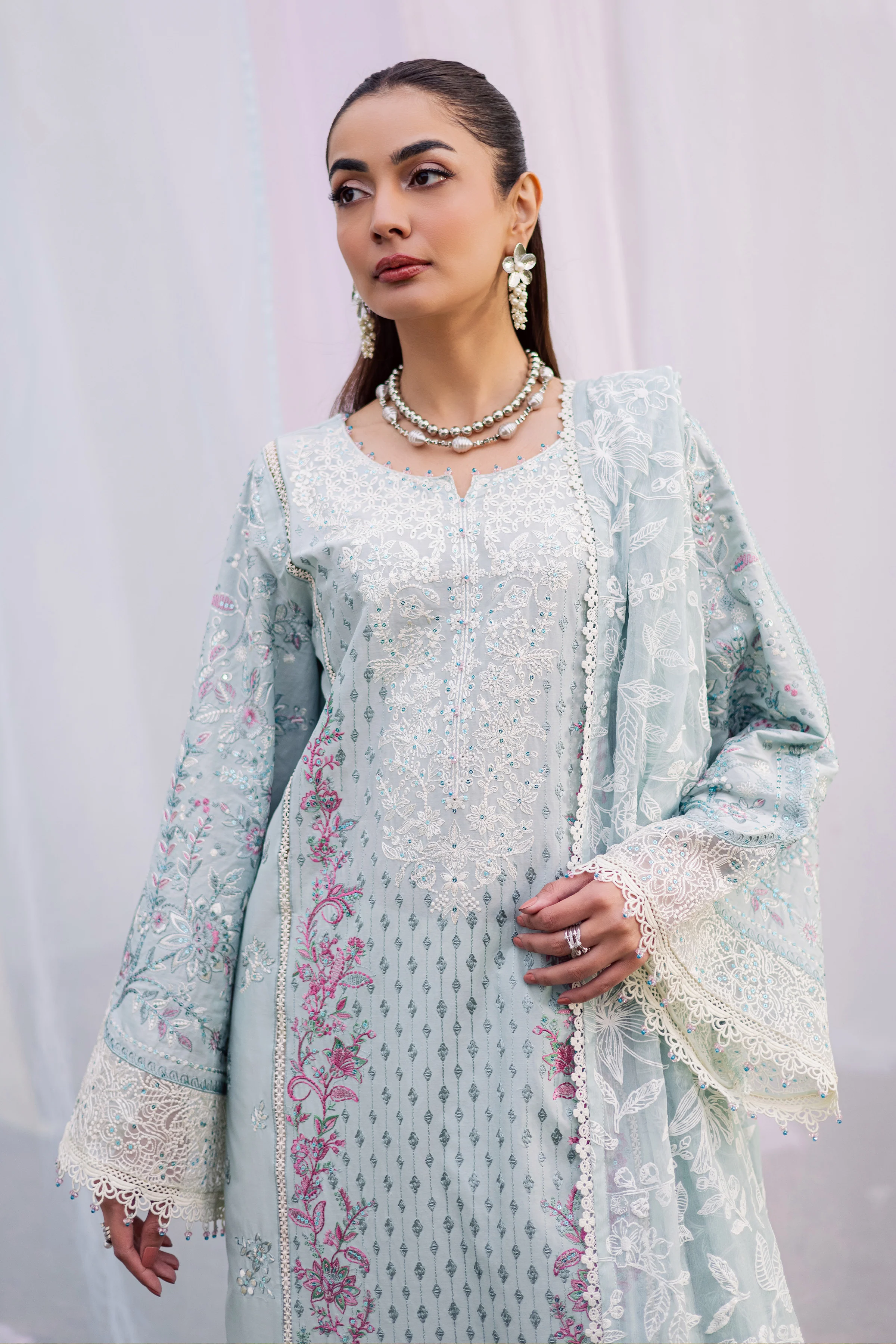 Ocean Swan 3Pc - Festive Embroidered Lawn - Image 6