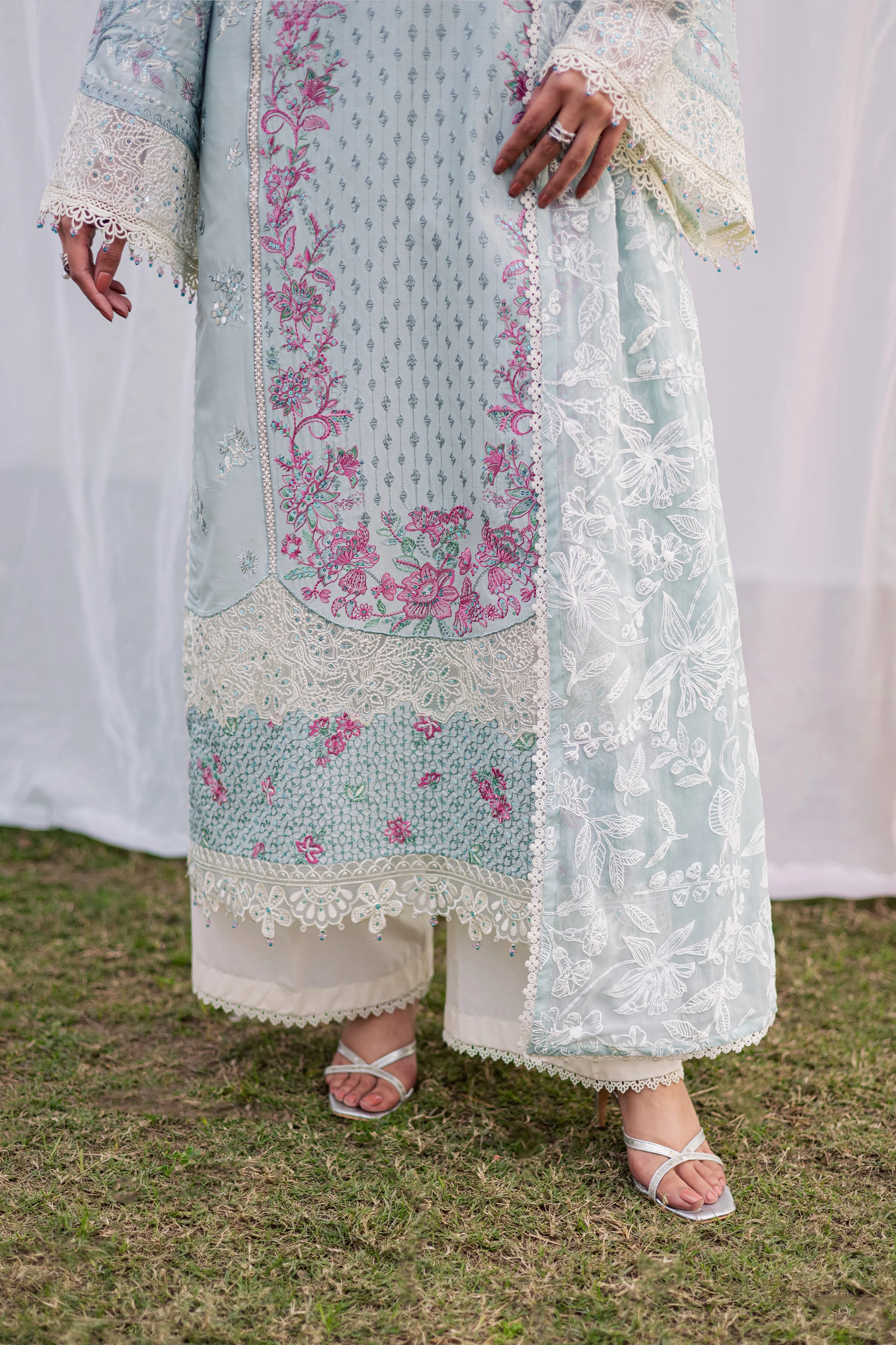 Ocean Swan 3Pc - Festive Embroidered Lawn - Image 7