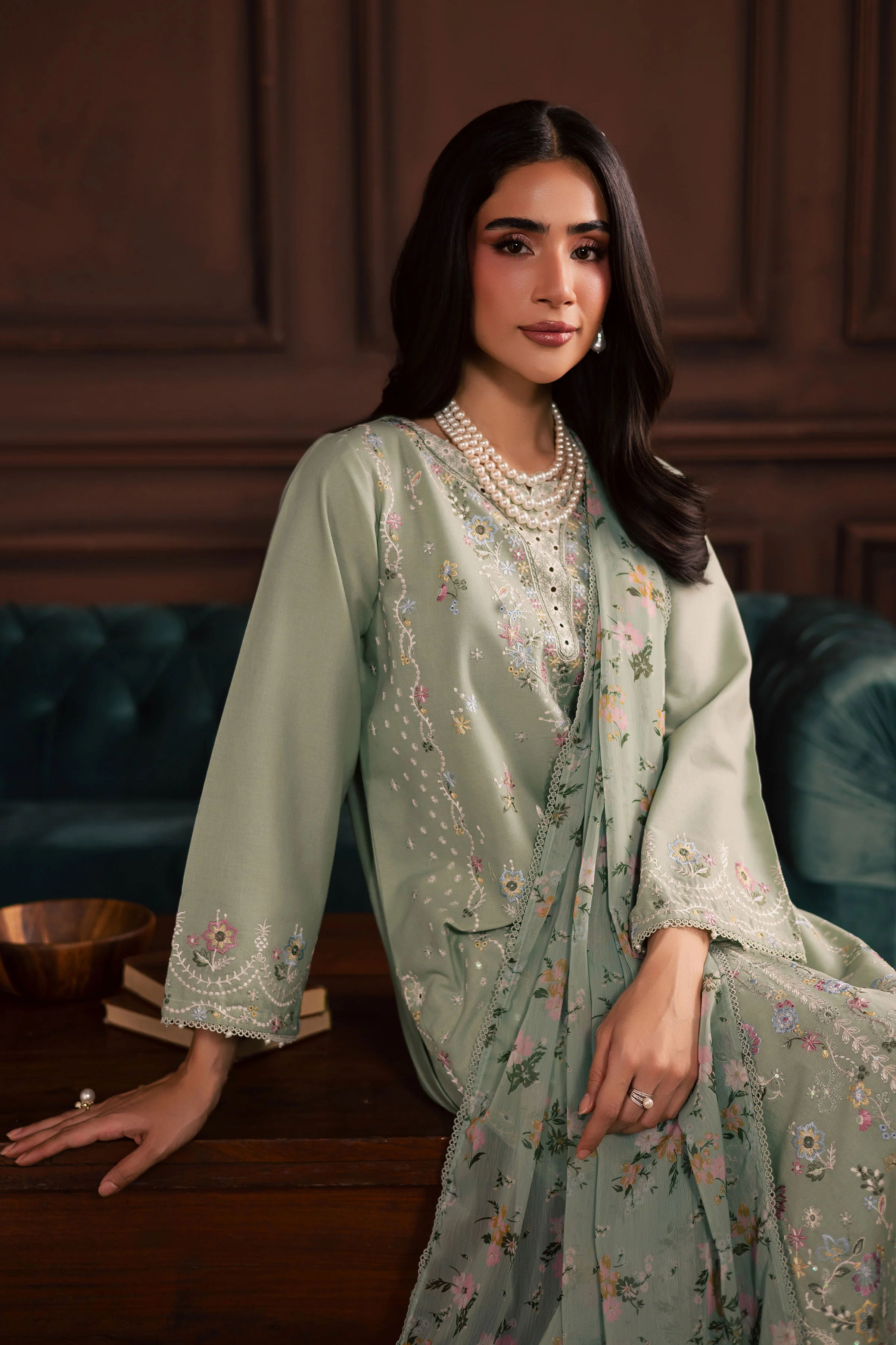 October 3Pc - Embroidered Khaddar Dress - Image 2