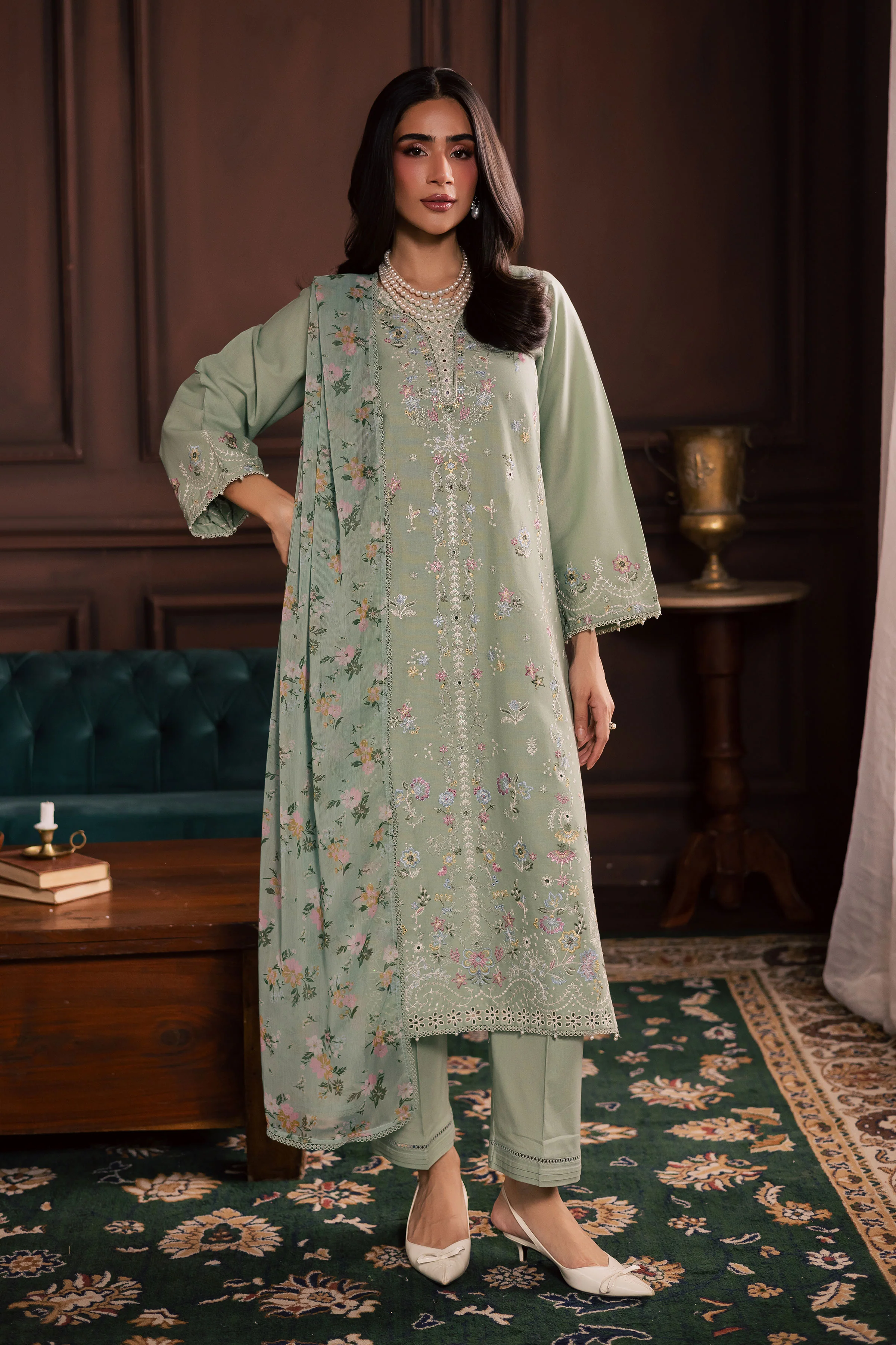 October 3Pc - Embroidered Khaddar Dress - Image 3