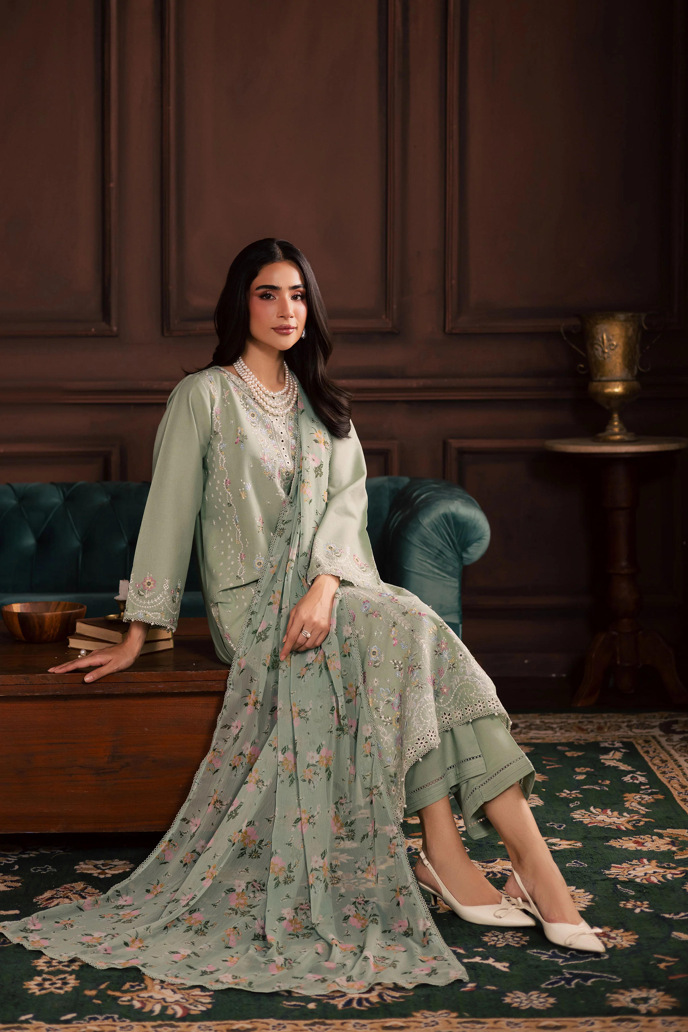 October 3Pc - Embroidered Khaddar Dress - Image 4