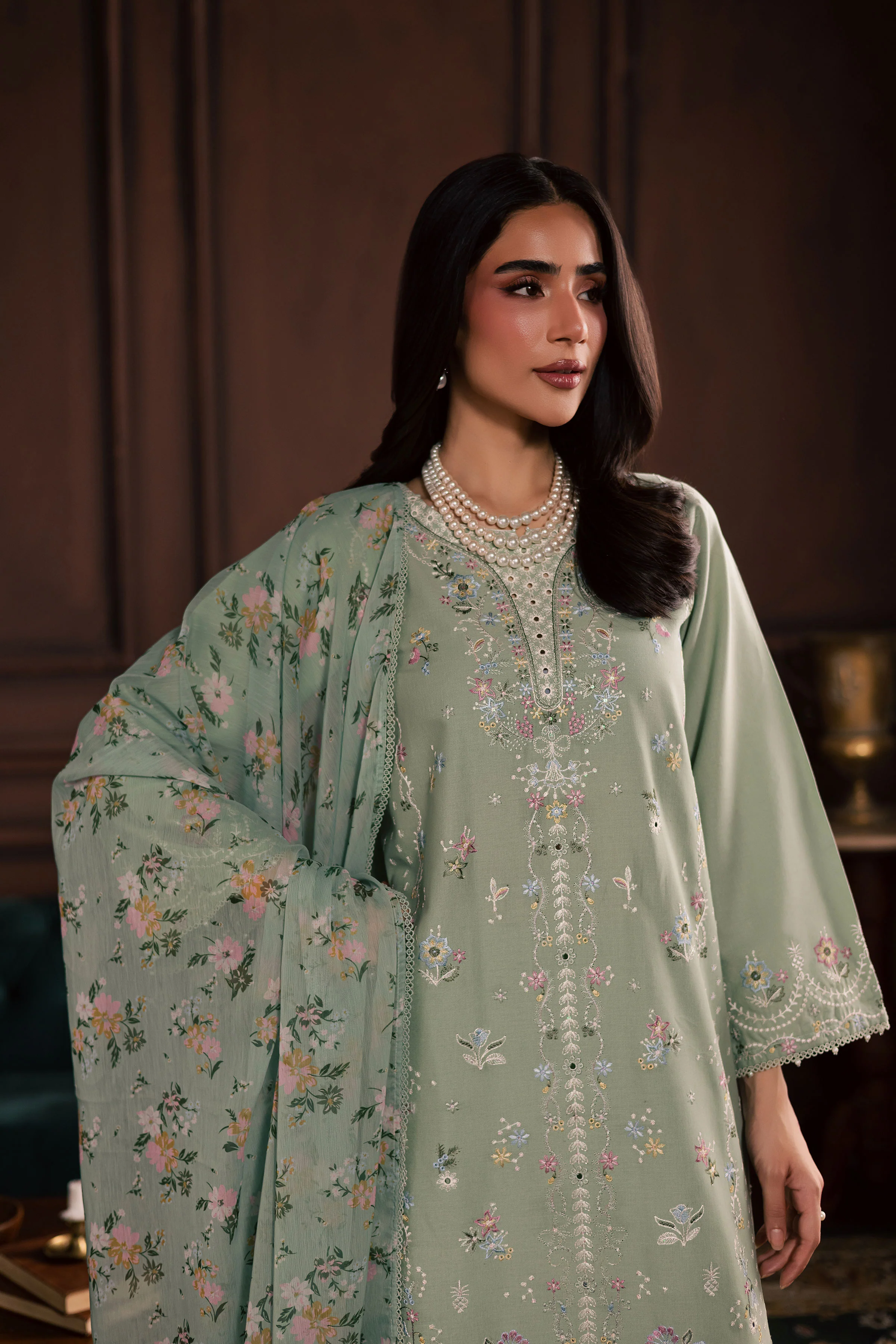 October 3Pc - Embroidered Khaddar Dress - Image 5