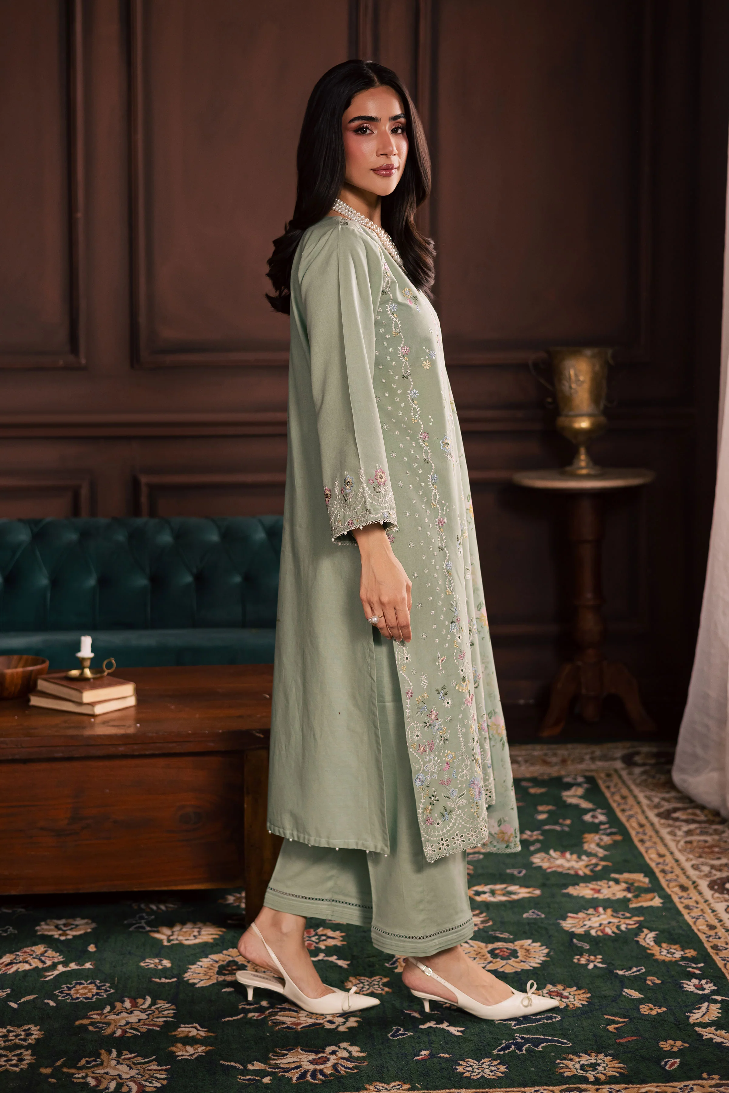 October 3Pc - Embroidered Khaddar Dress - Image 6