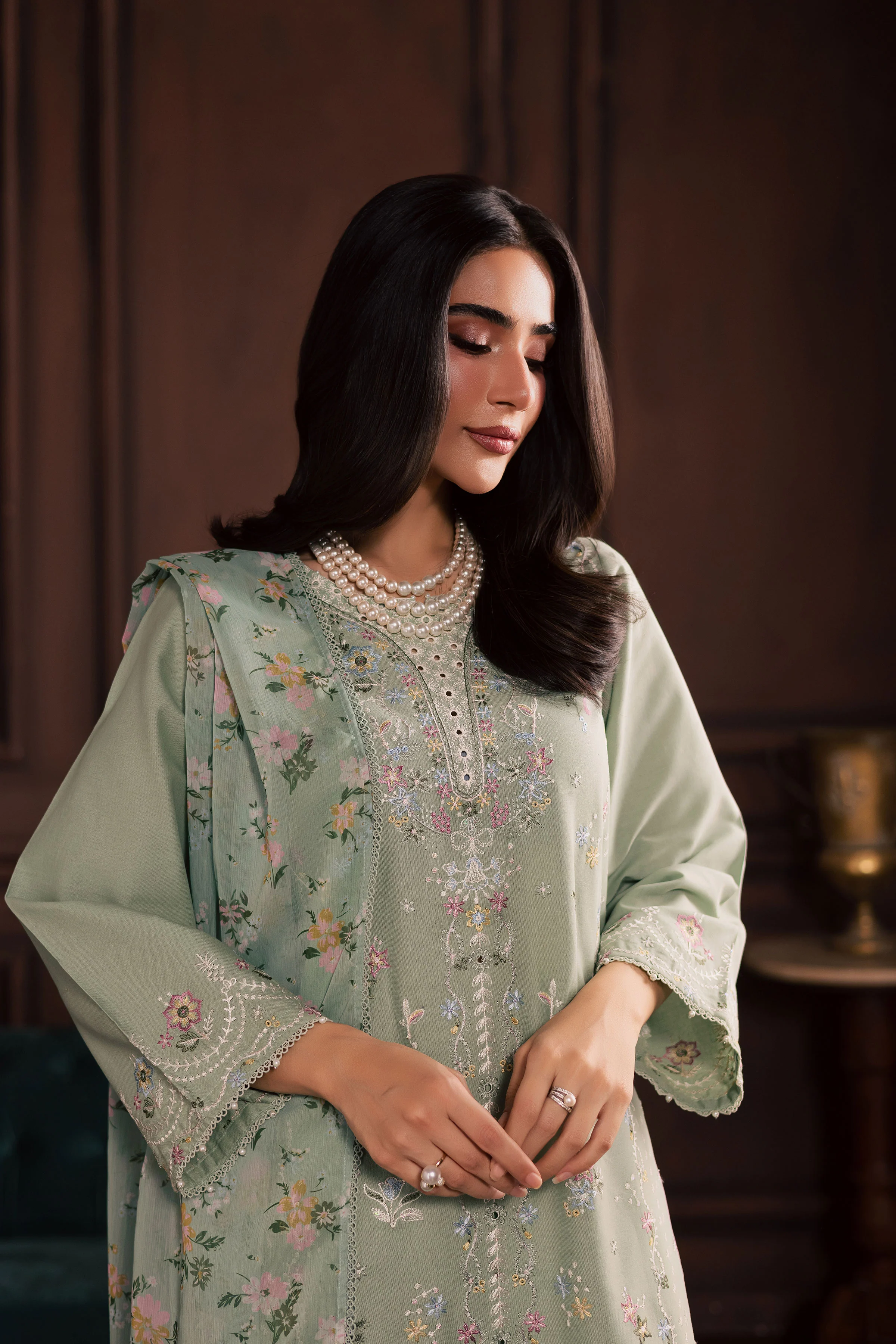 October 3Pc - Embroidered Khaddar Dress - Image 7