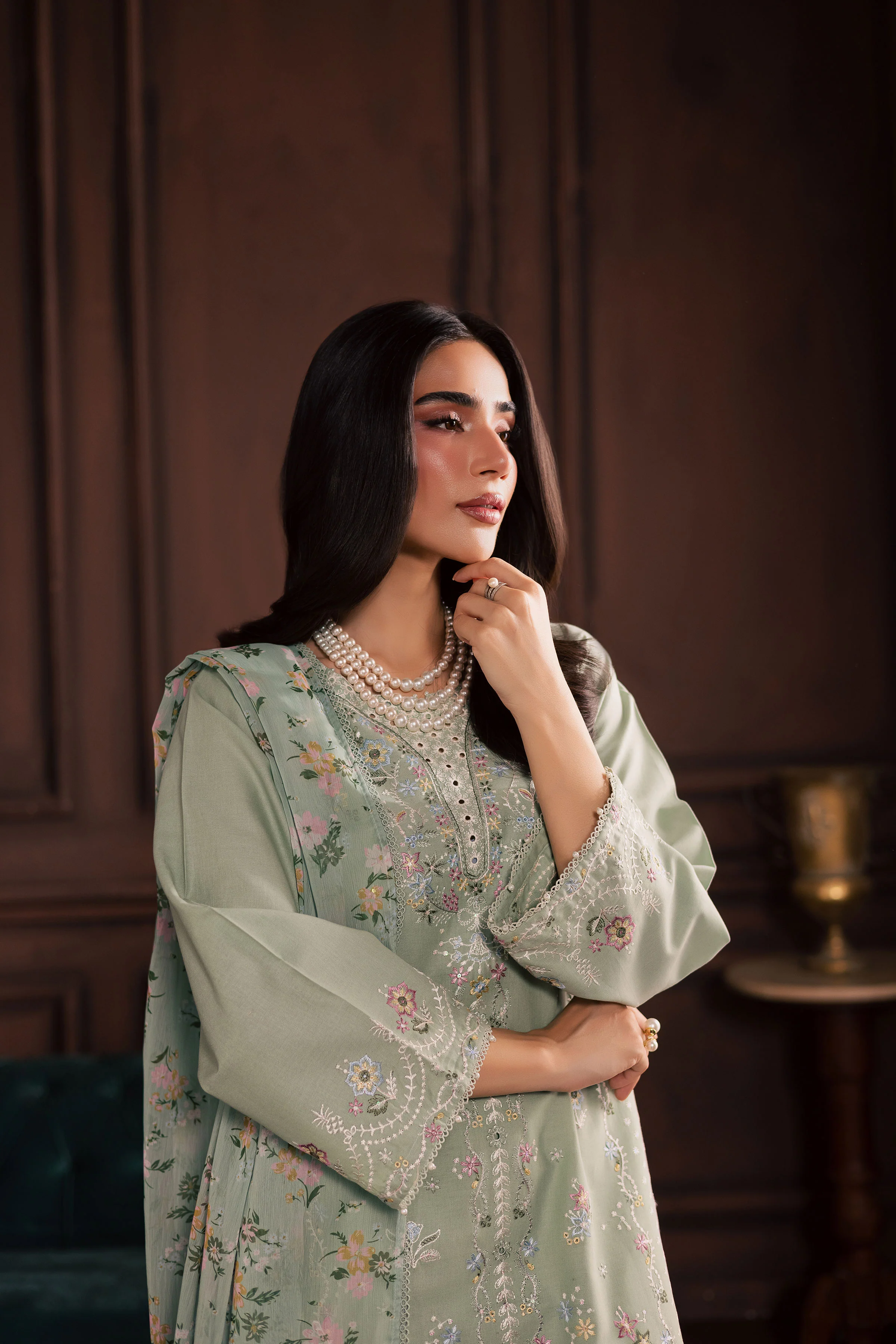 October 3Pc - Embroidered Khaddar Dress - Image 8