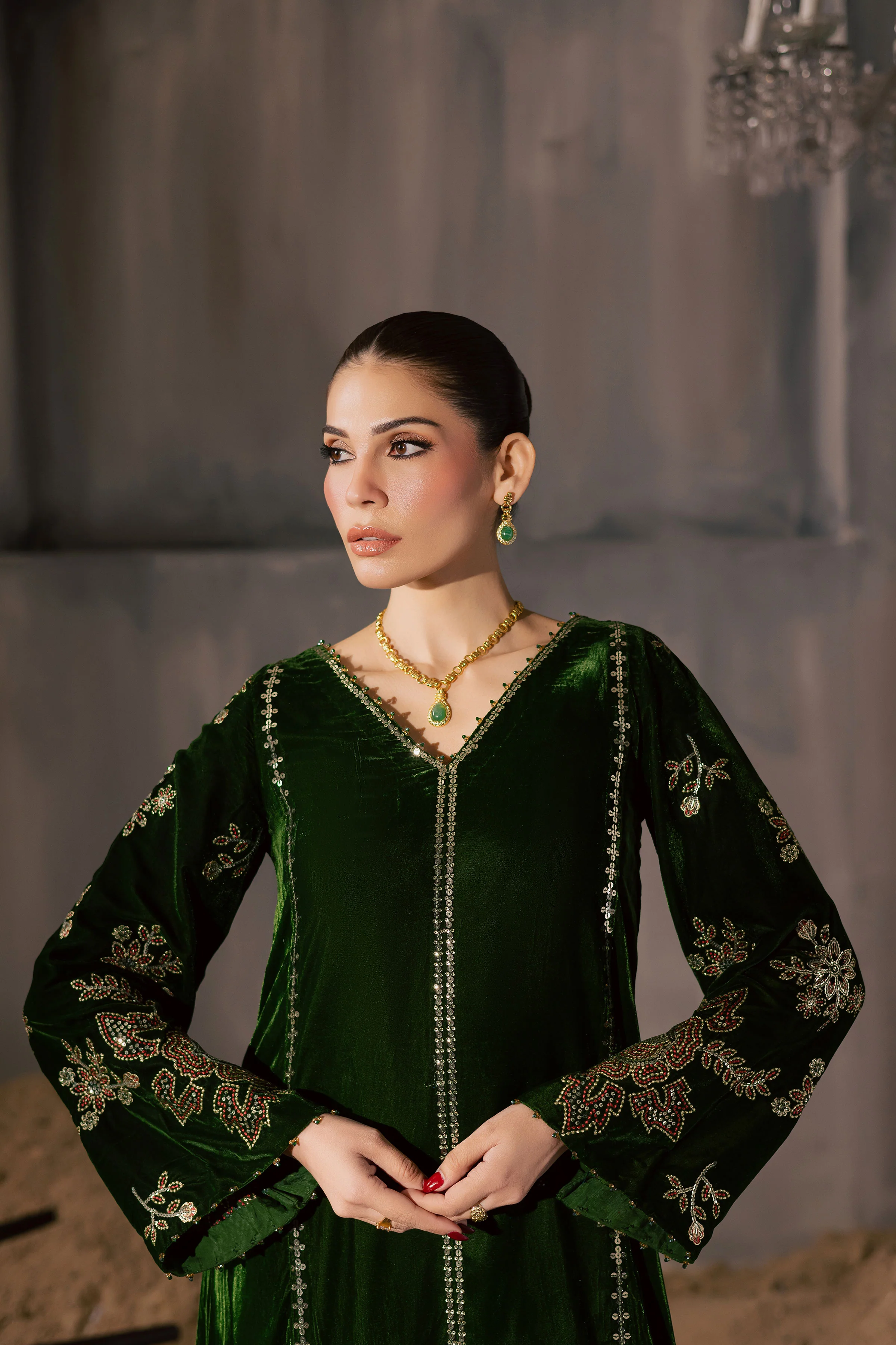 Olive Dew 2Pc - Velvet Luxe Pret - Image 2