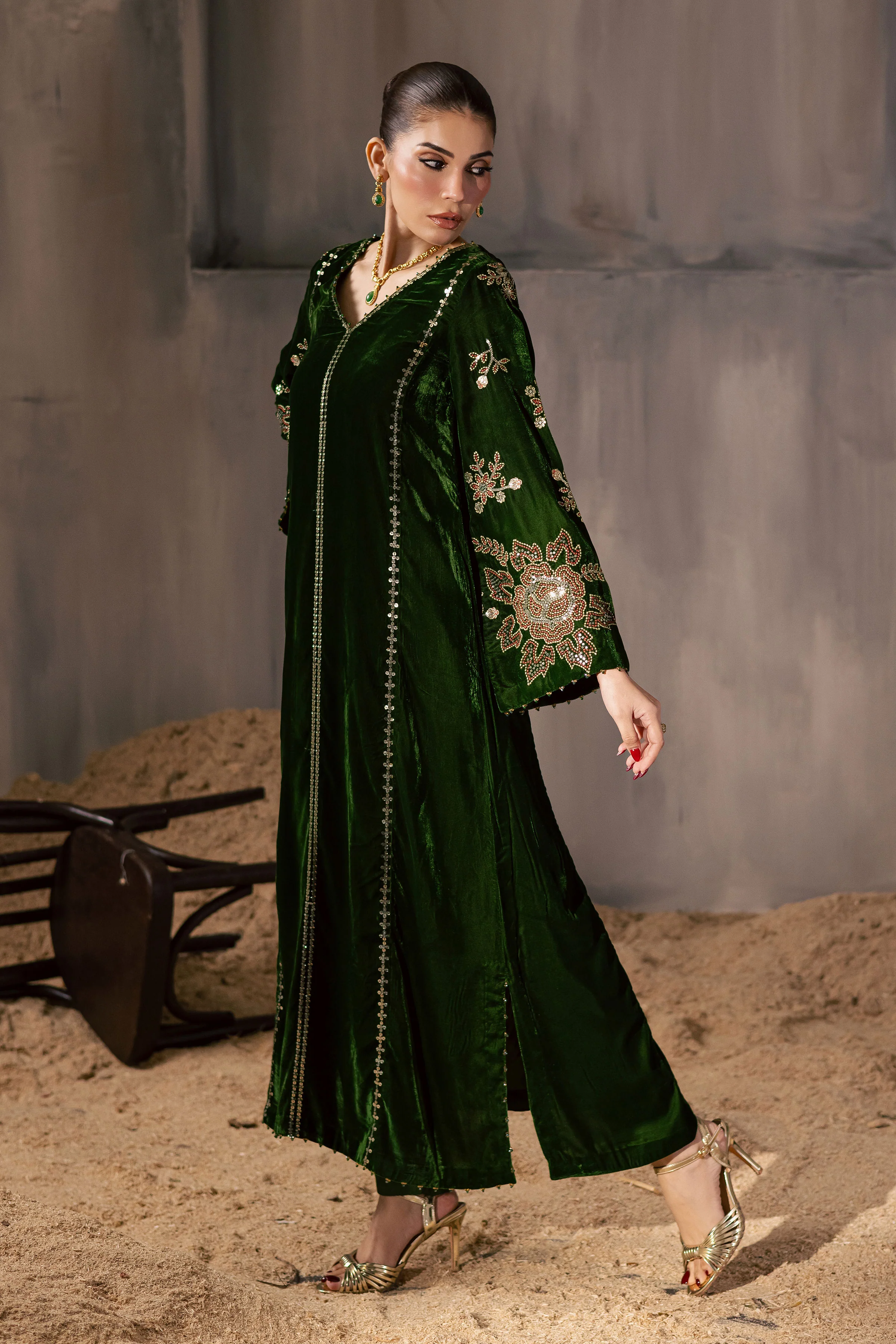 Olive Dew 2Pc - Velvet Luxe Pret - Image 3