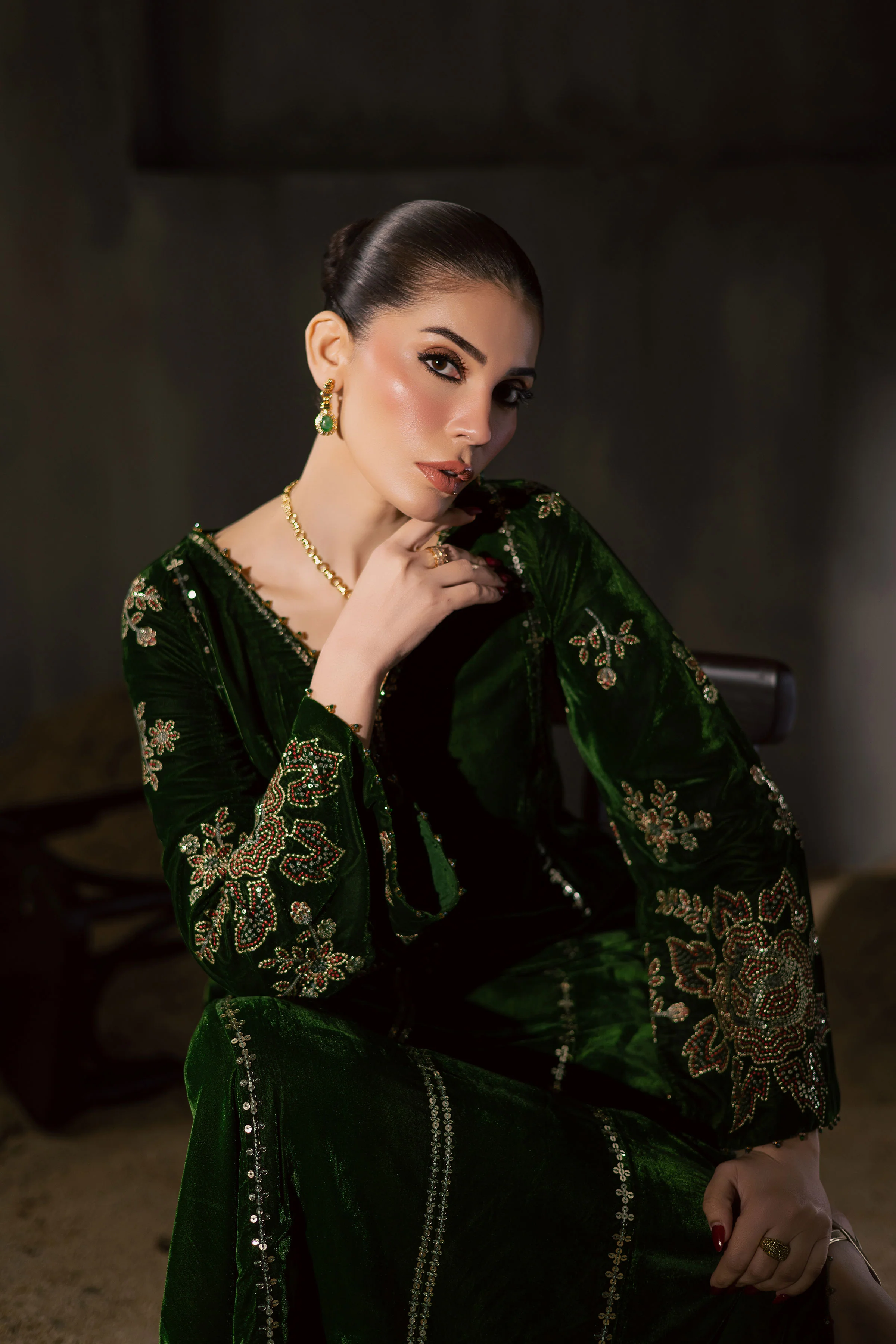Olive Dew 2Pc - Velvet Luxe Pret - Image 5