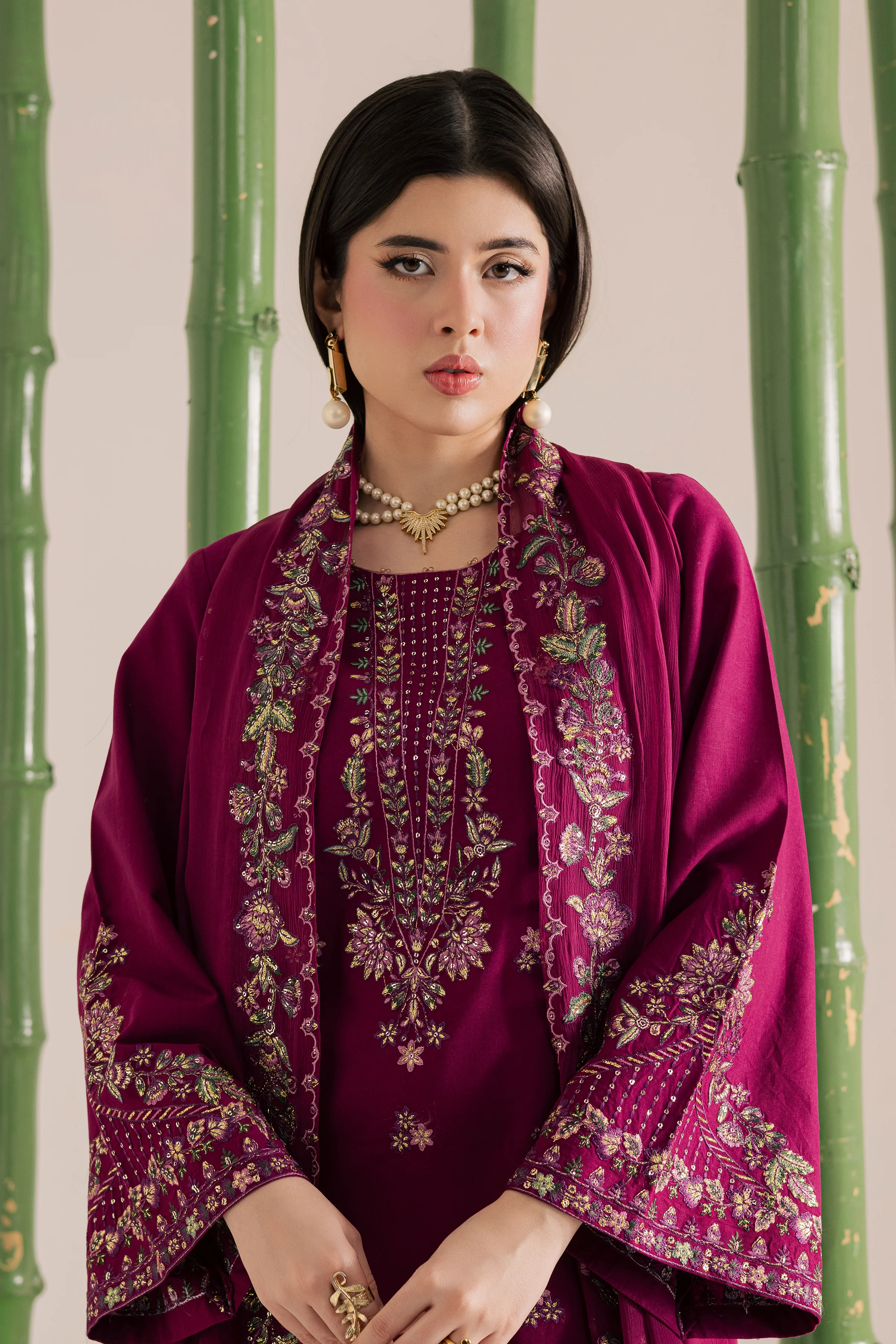 Omavi 3Pc - Embroidered Khaddar Dress - Image 2