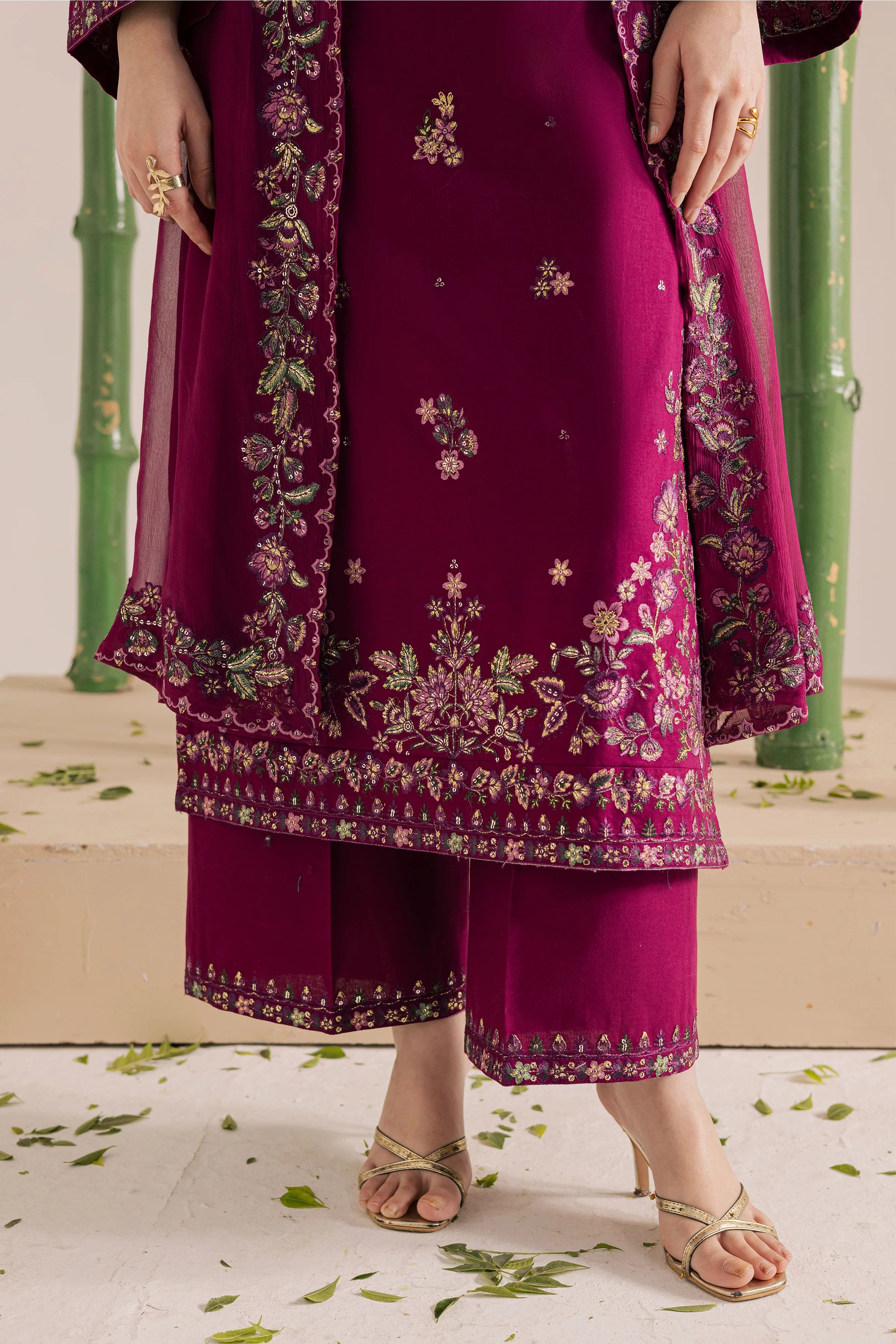 Omavi 3Pc - Embroidered Khaddar Dress - Image 6