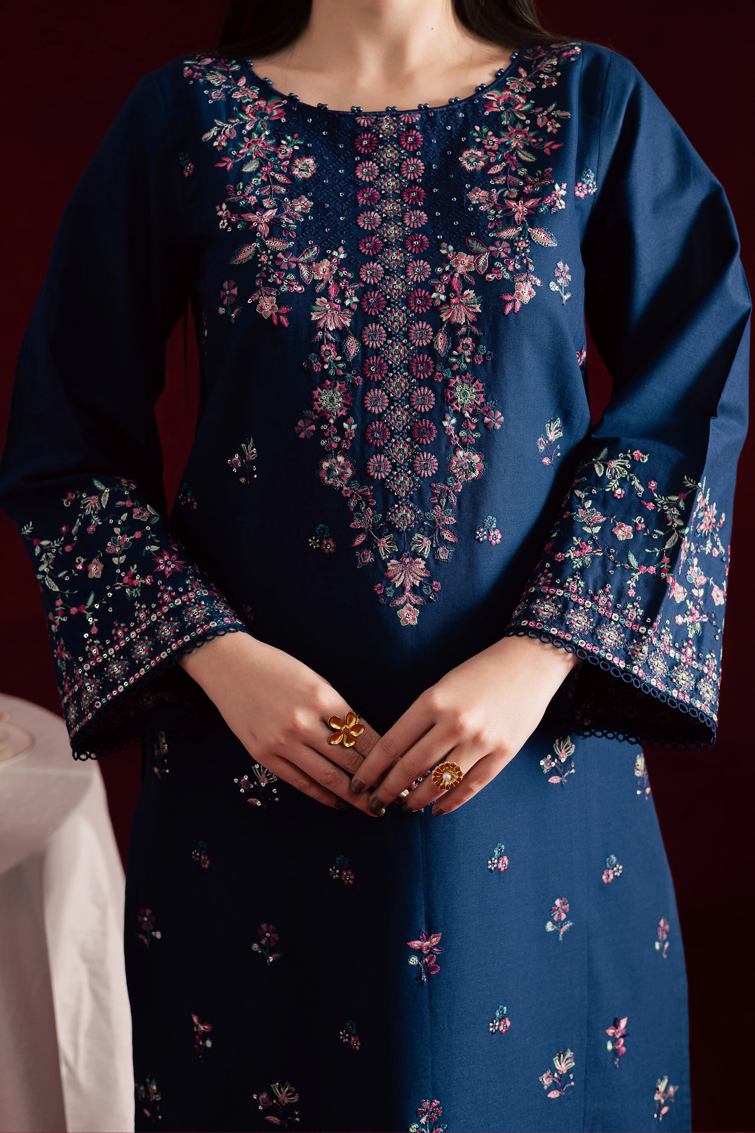 Opal Iris 2Pc - Embroidered Khaddar Dress - Image 6