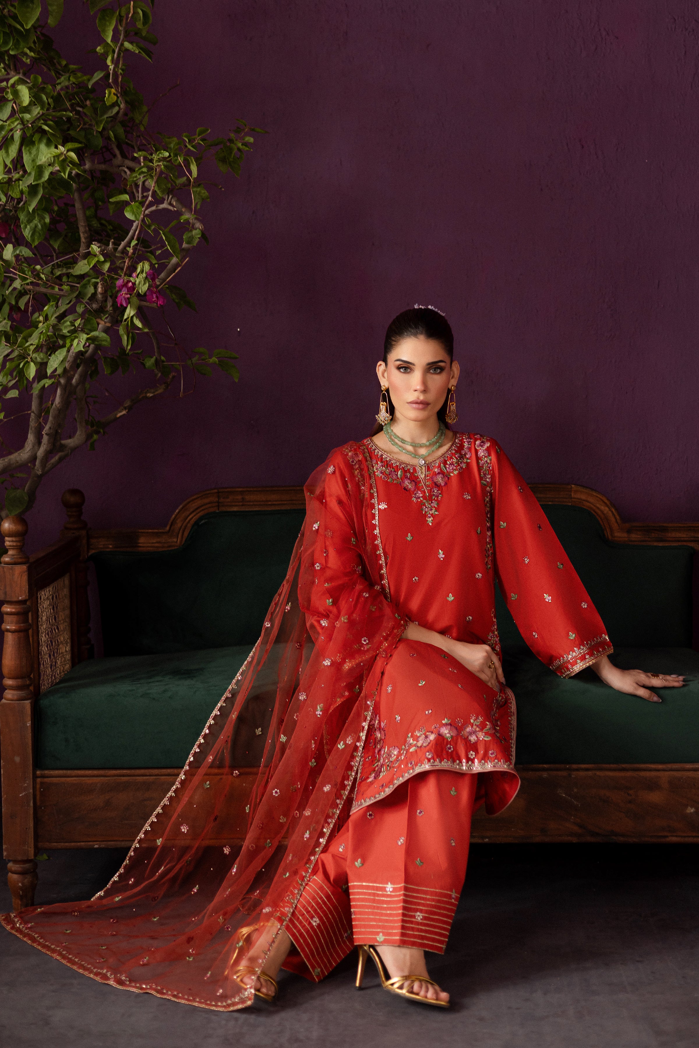 Ora 3Pc - Embroidered Solid Dress - Image 4