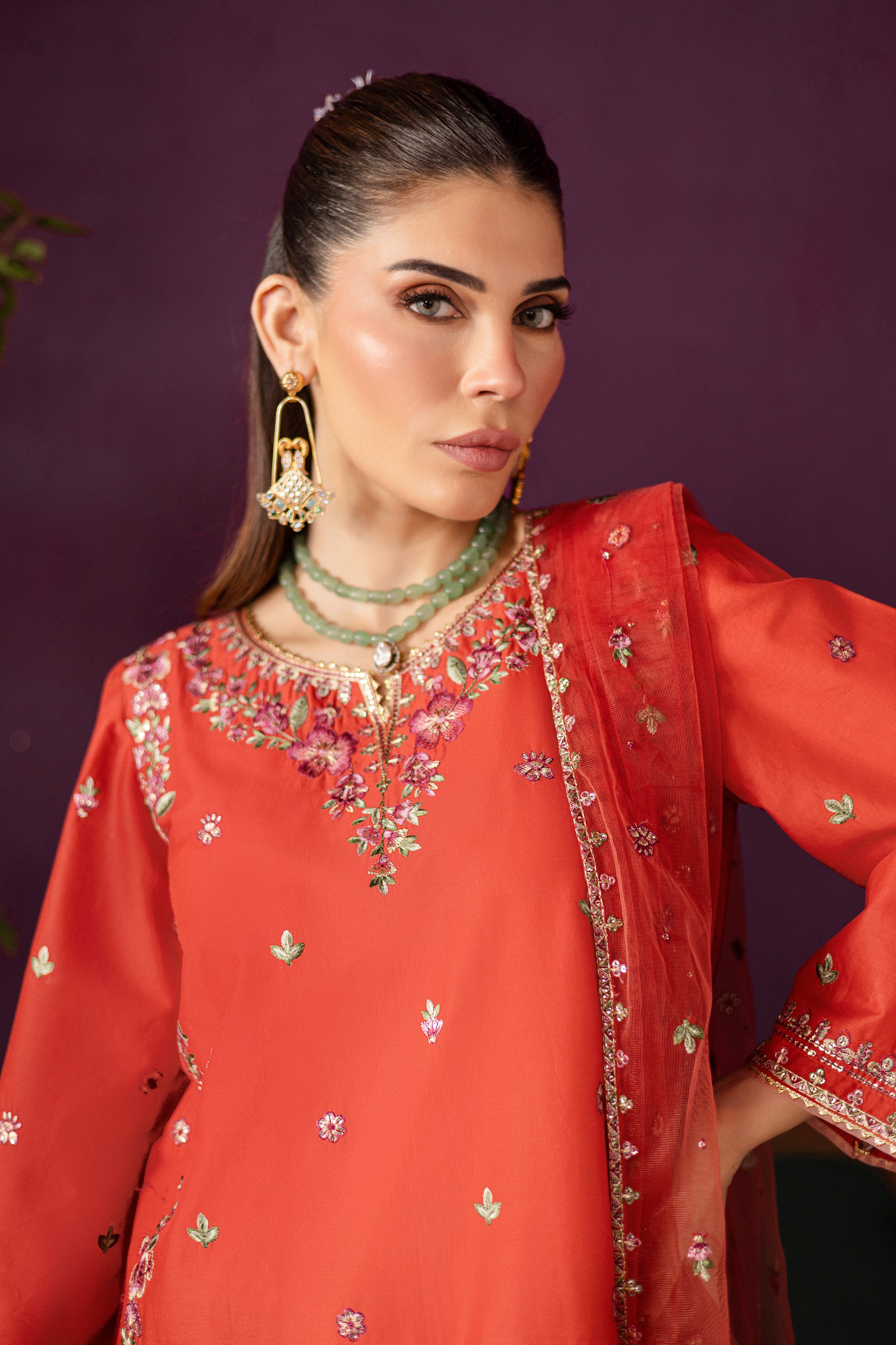 Ora 3Pc - Embroidered Solid Dress - Image 6