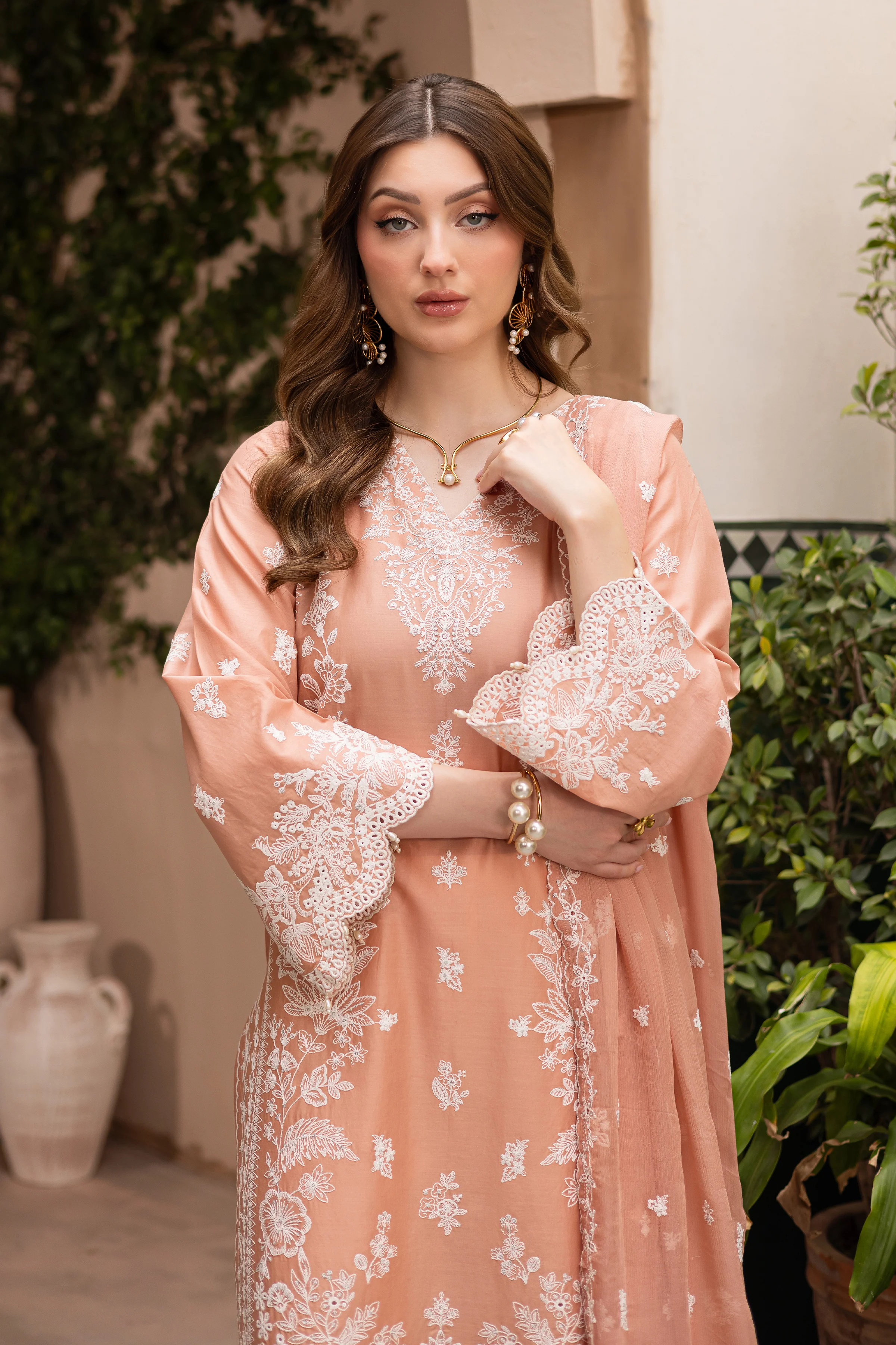 Peach Charm 3Pc - Festive Eid Pret - Image 3