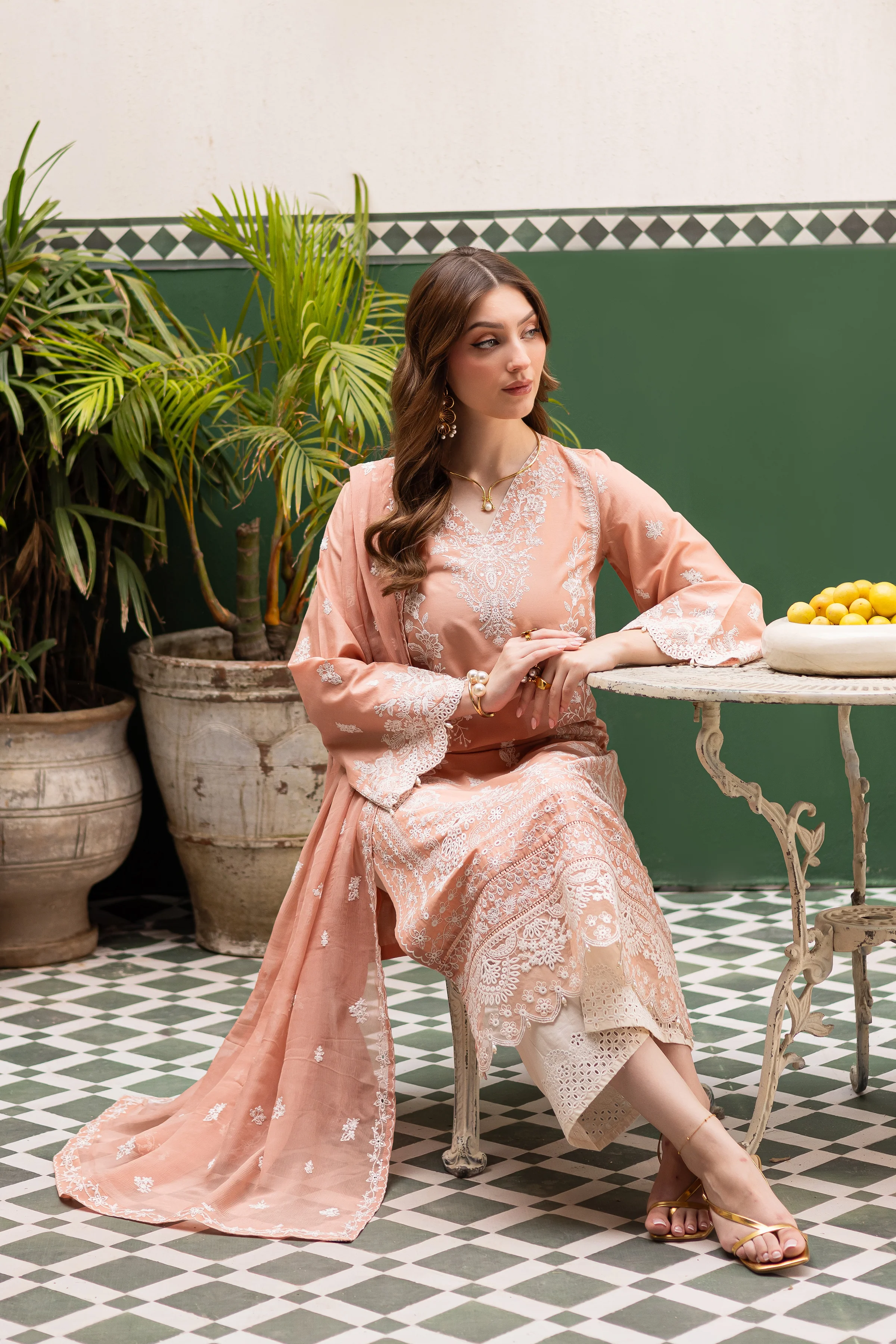 Peach Charm 3Pc - Festive Eid Pret - Image 4