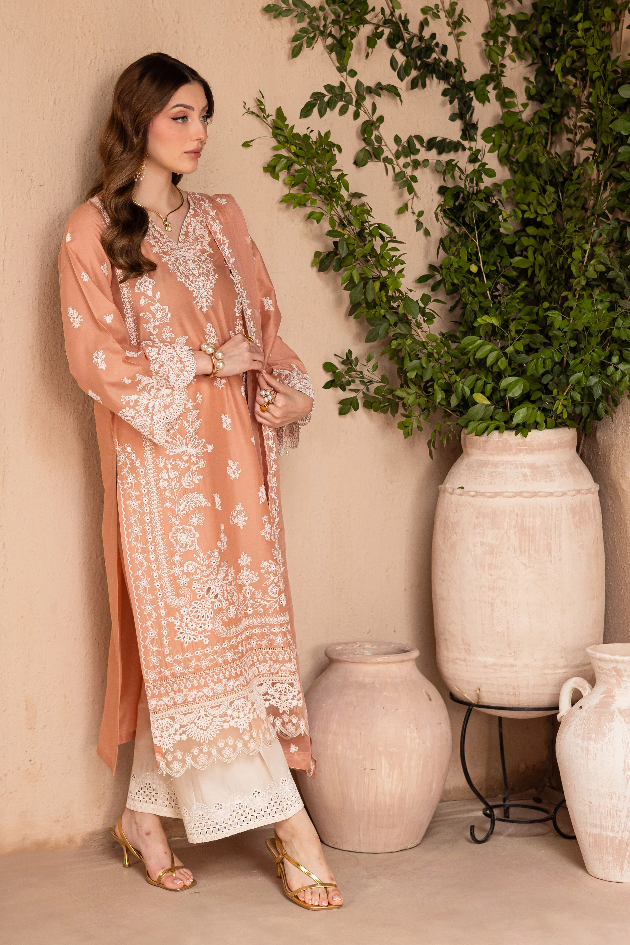 Peach Charm 3Pc - Festive Eid Pret - Image 5