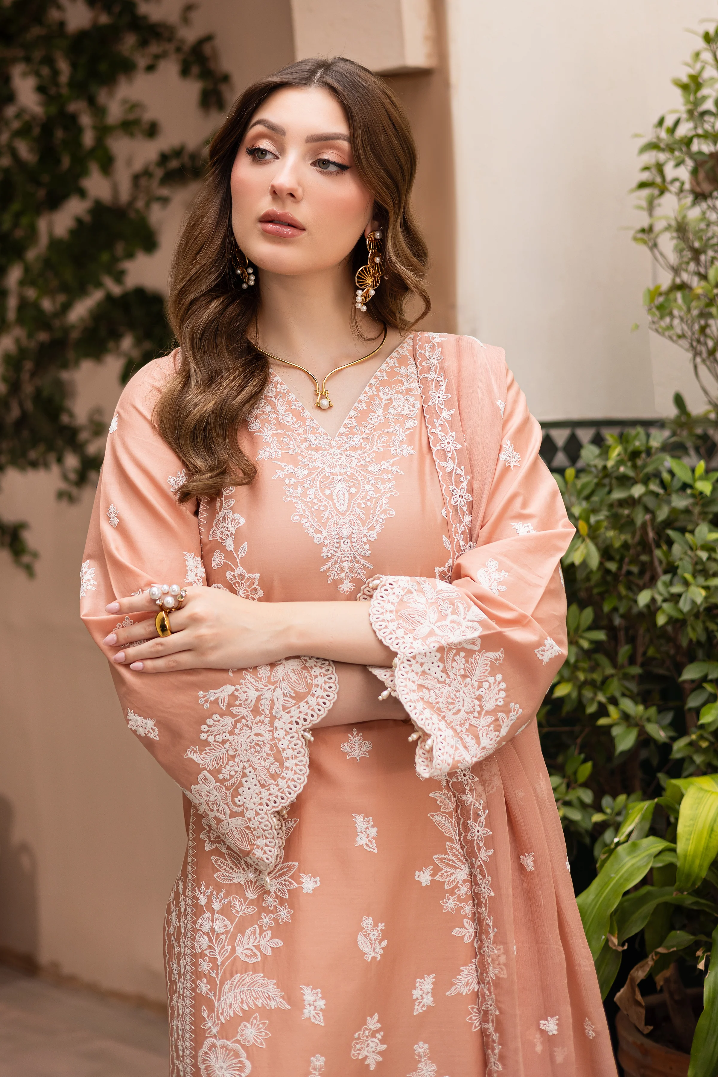 Peach Charm 3Pc - Festive Eid Pret - Image 7