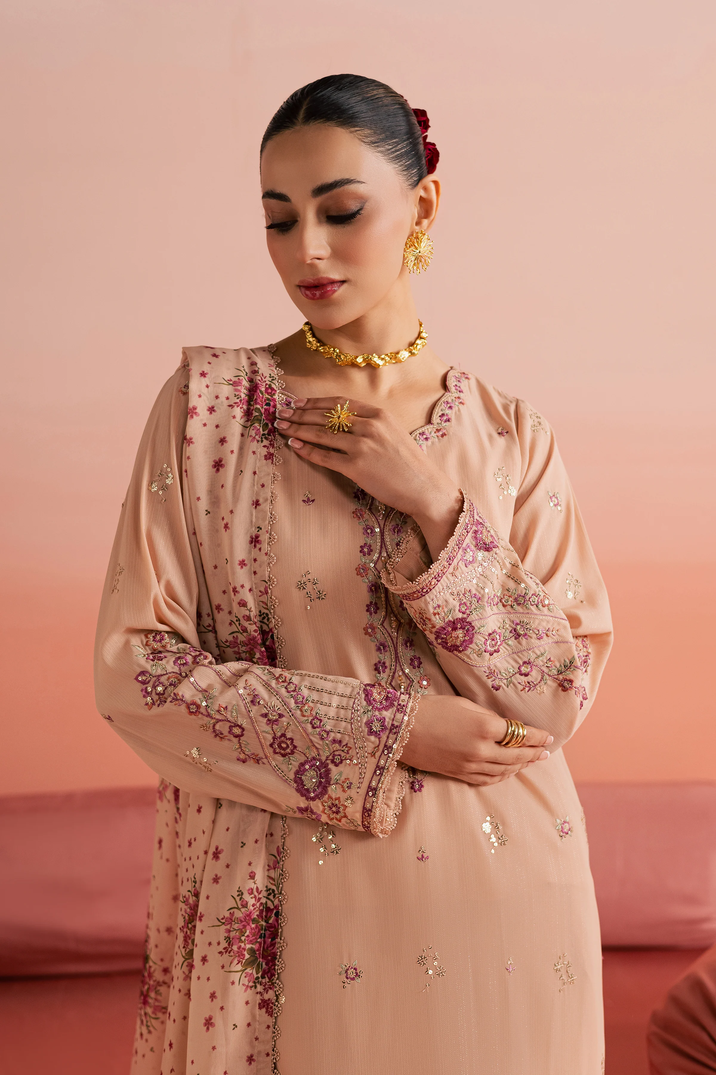 Peach Reem 3Pc - Festive Luxe Pret - Image 2