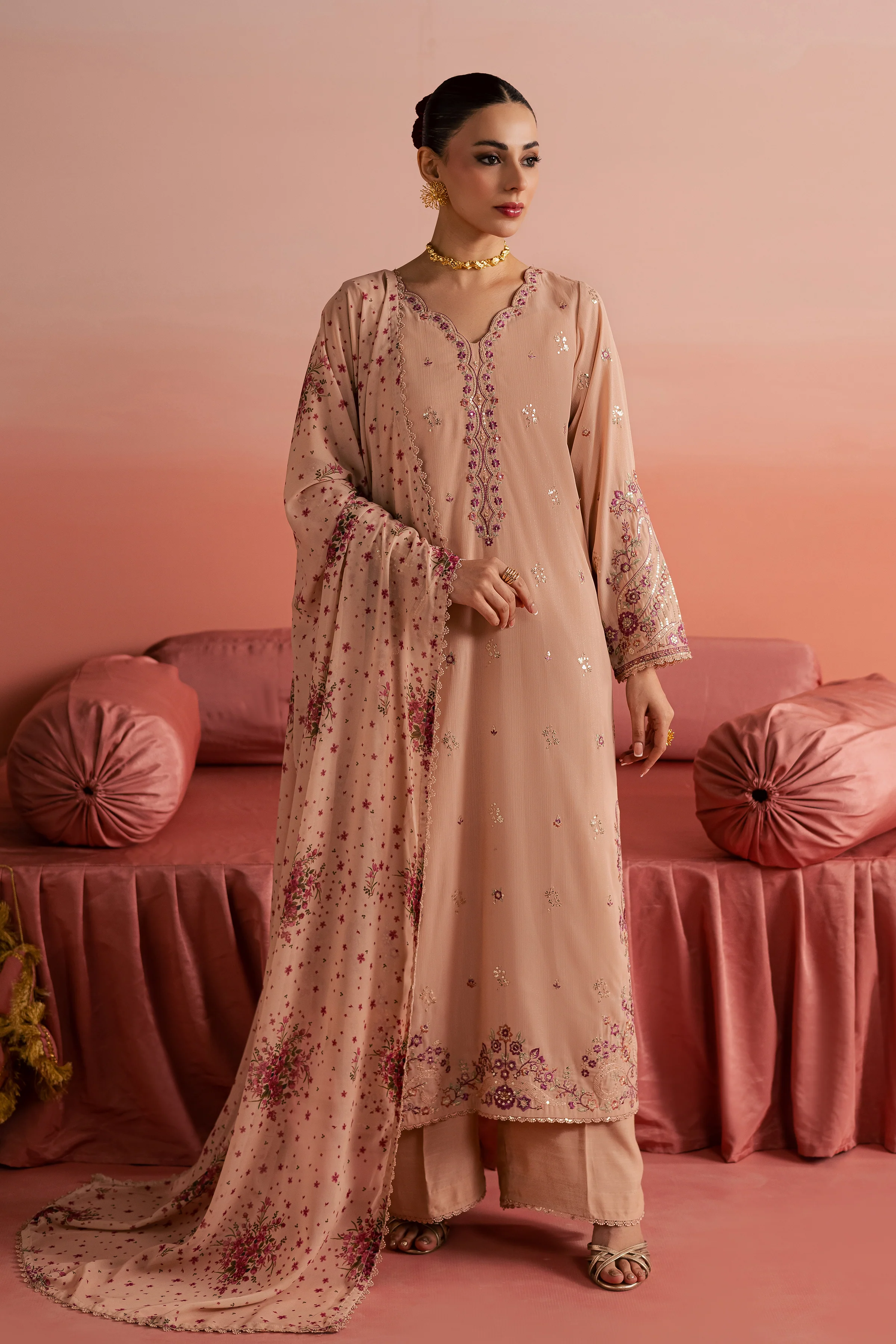 Peach Reem 3Pc - Festive Luxe Pret - Image 3