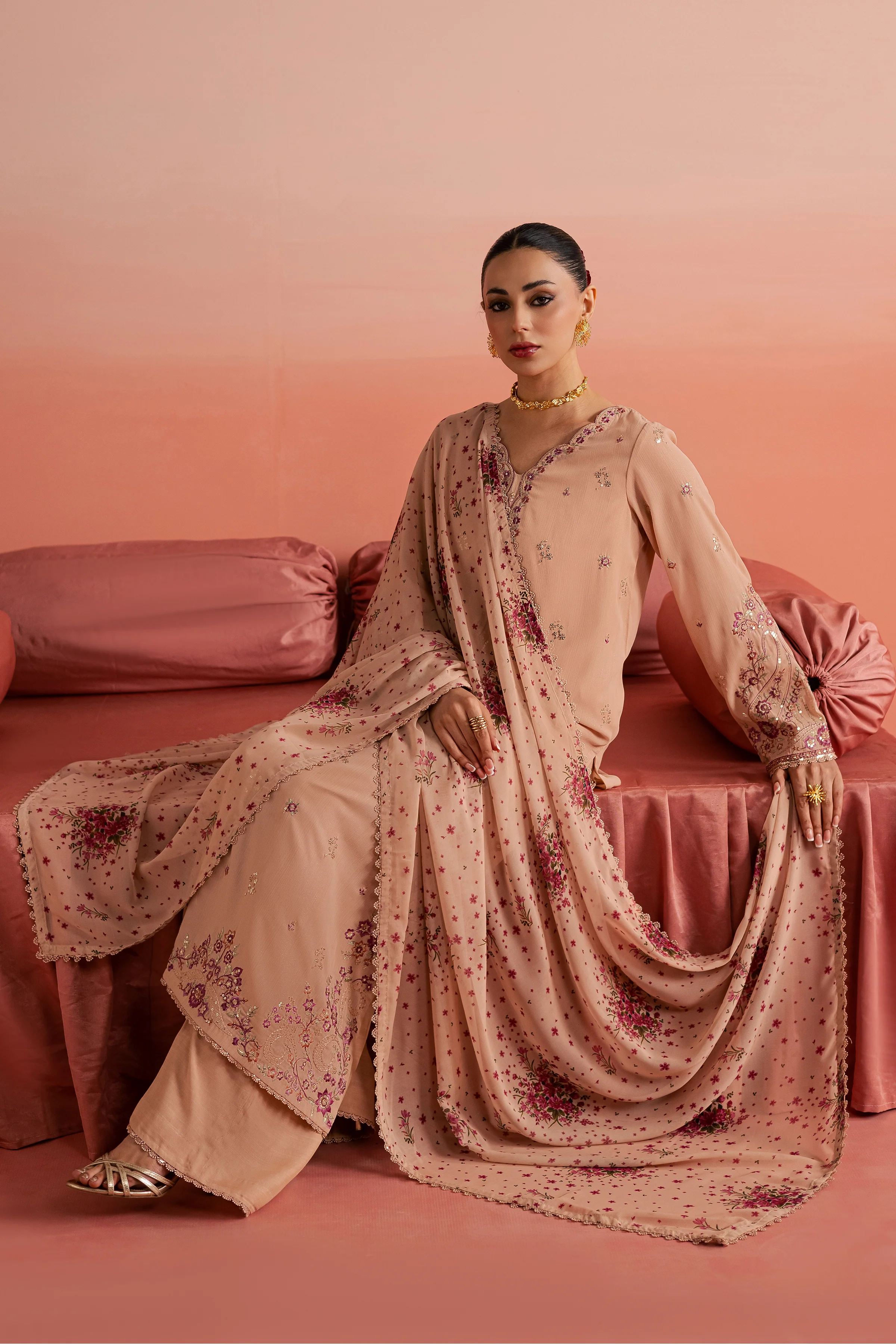 Peach Reem 3Pc - Festive Luxe Pret - Image 4