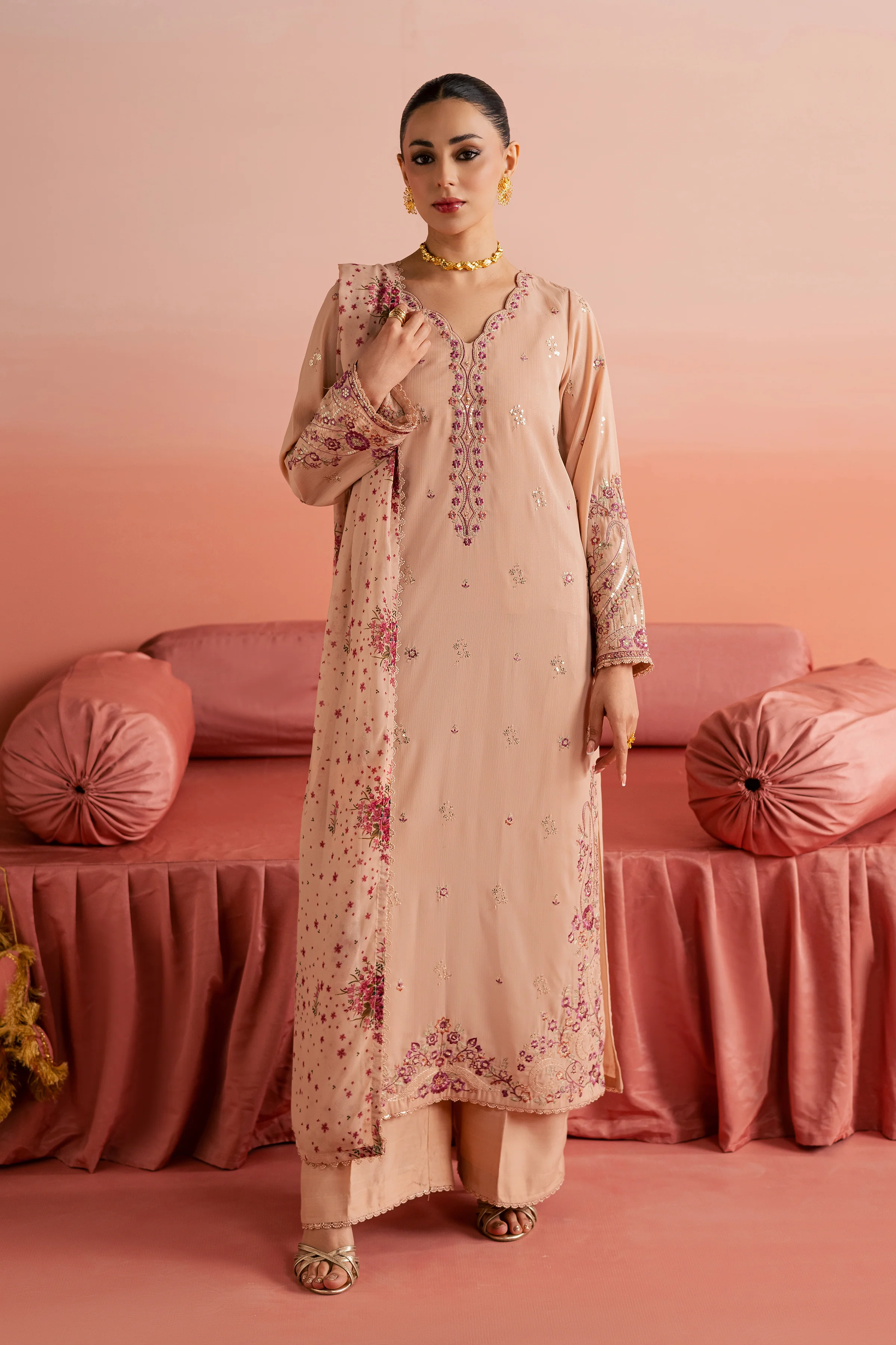 Peach Reem 3Pc - Festive Luxe Pret - Image 5