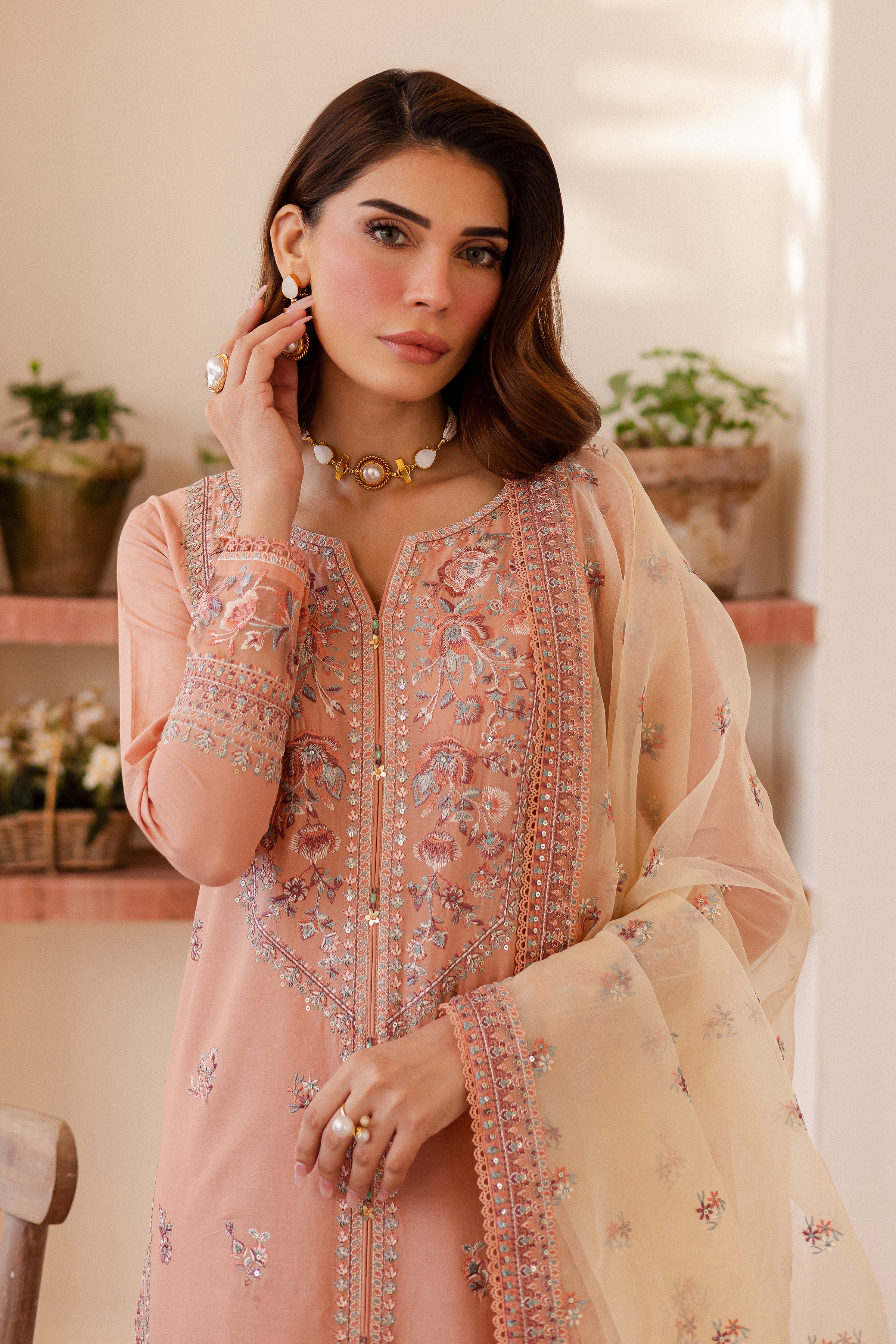 Peachie 3Pc - Embroidered Lawn Dress - Image 3