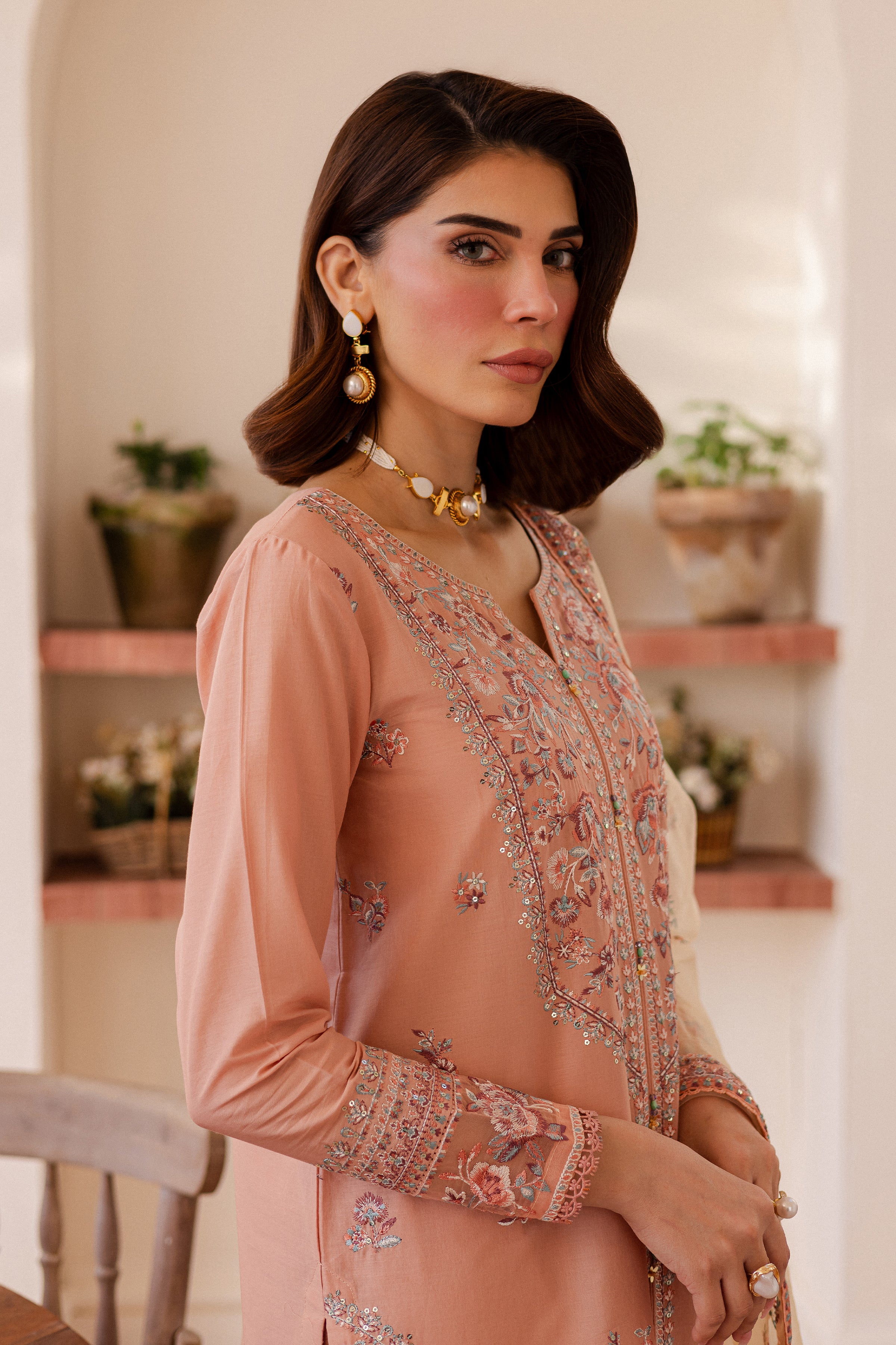 Peachie 3Pc - Embroidered Lawn Dress - Image 5
