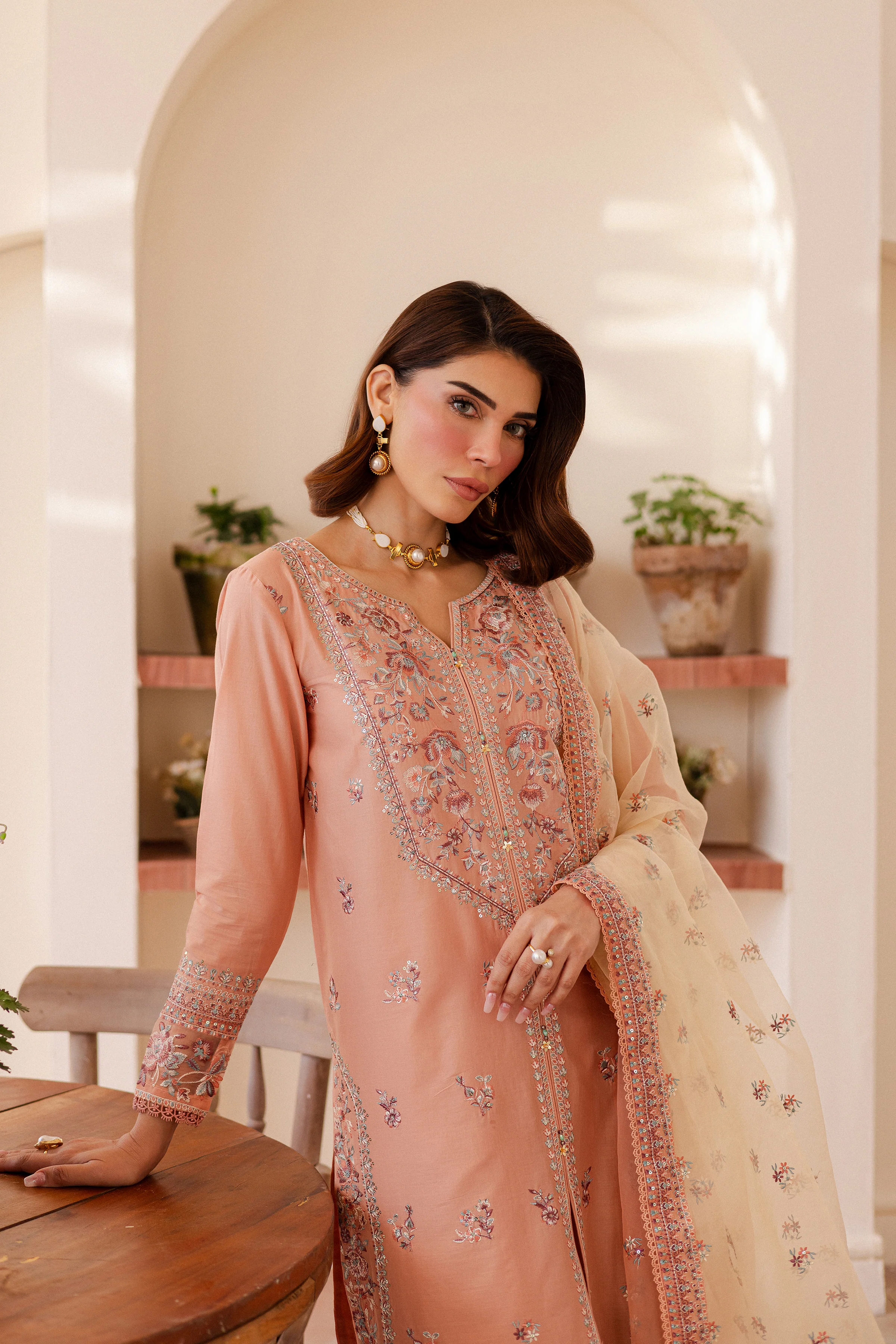 Peachie 3Pc - Embroidered Lawn Dress - Image 6