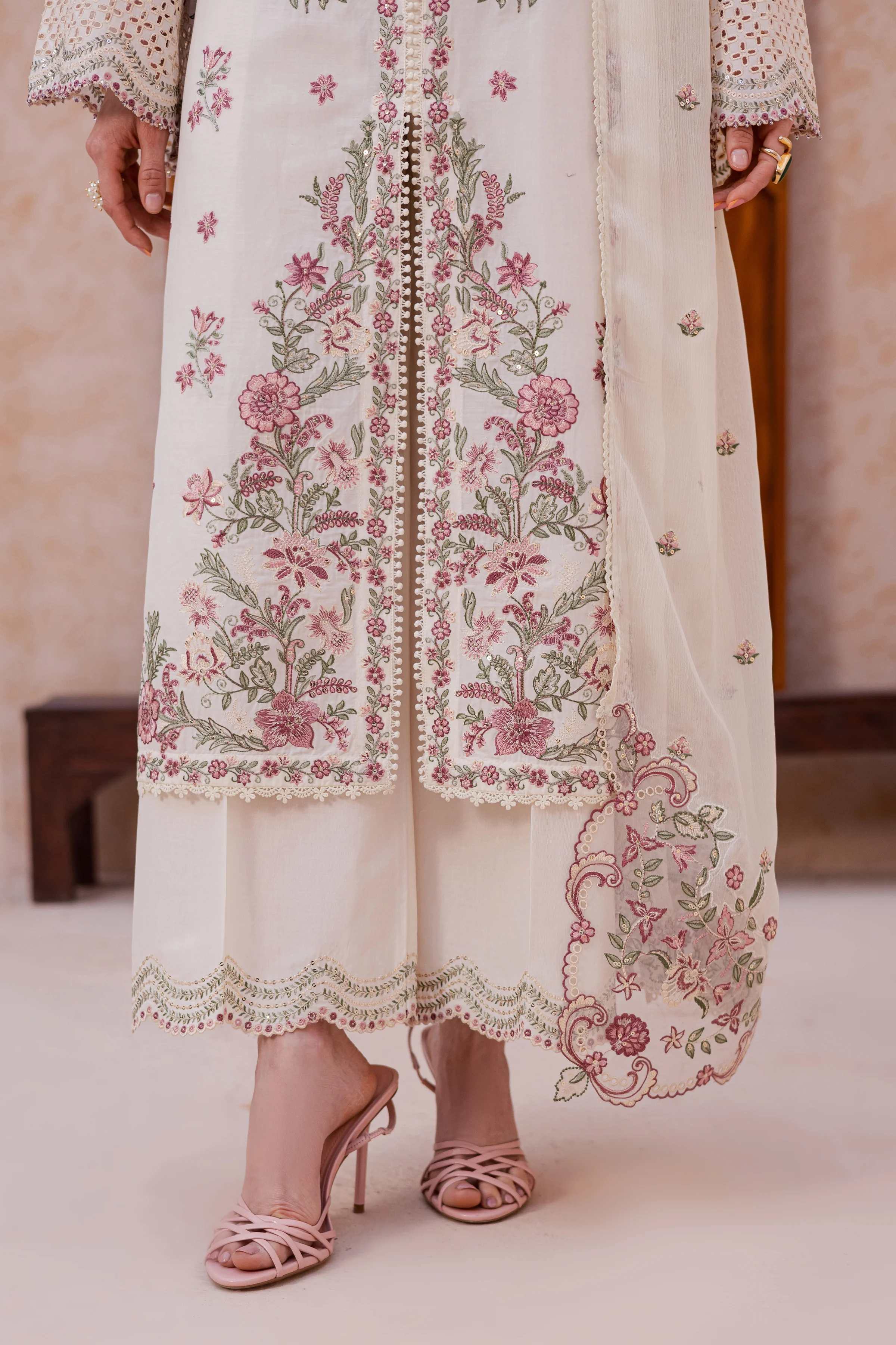 Pearl Dust 3Pc - Festive Embroidered Lawn - Image 10