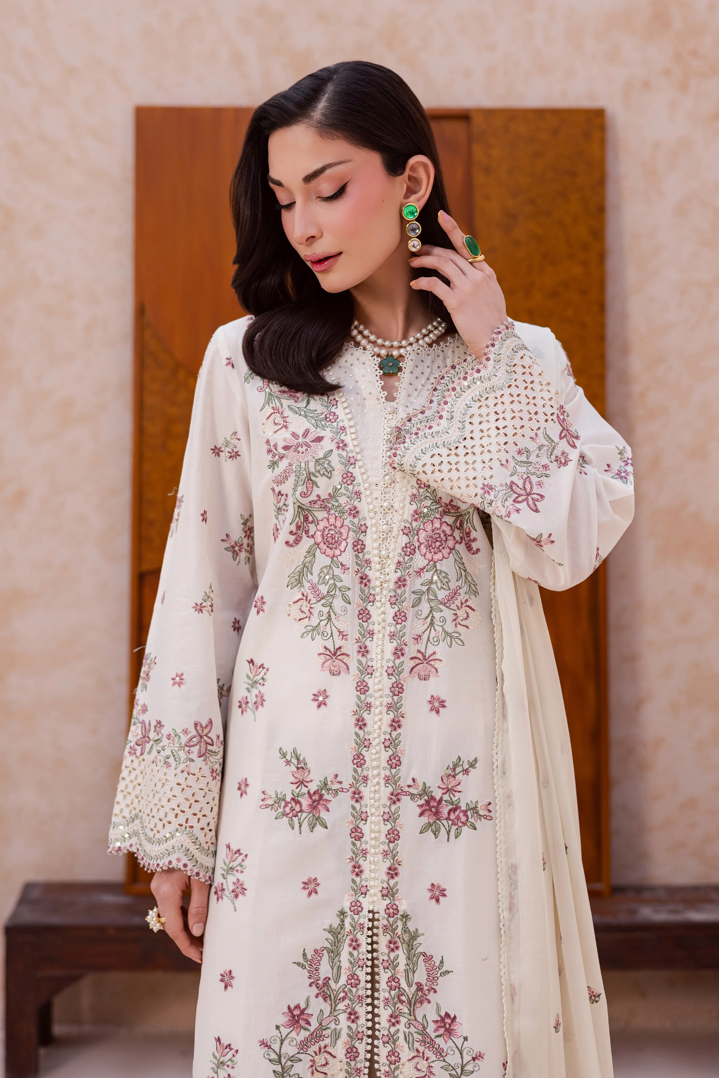 Pearl Dust 3Pc - Festive Embroidered Lawn - Image 2
